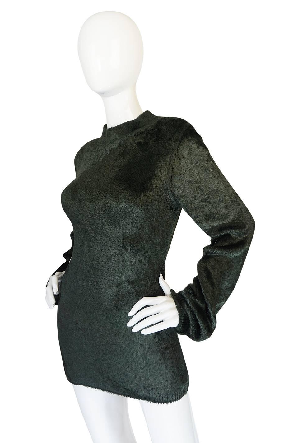 Fall 1991 Azzedine Alaia Deep Green Chenille Sweater In Excellent Condition In Rockwood, ON