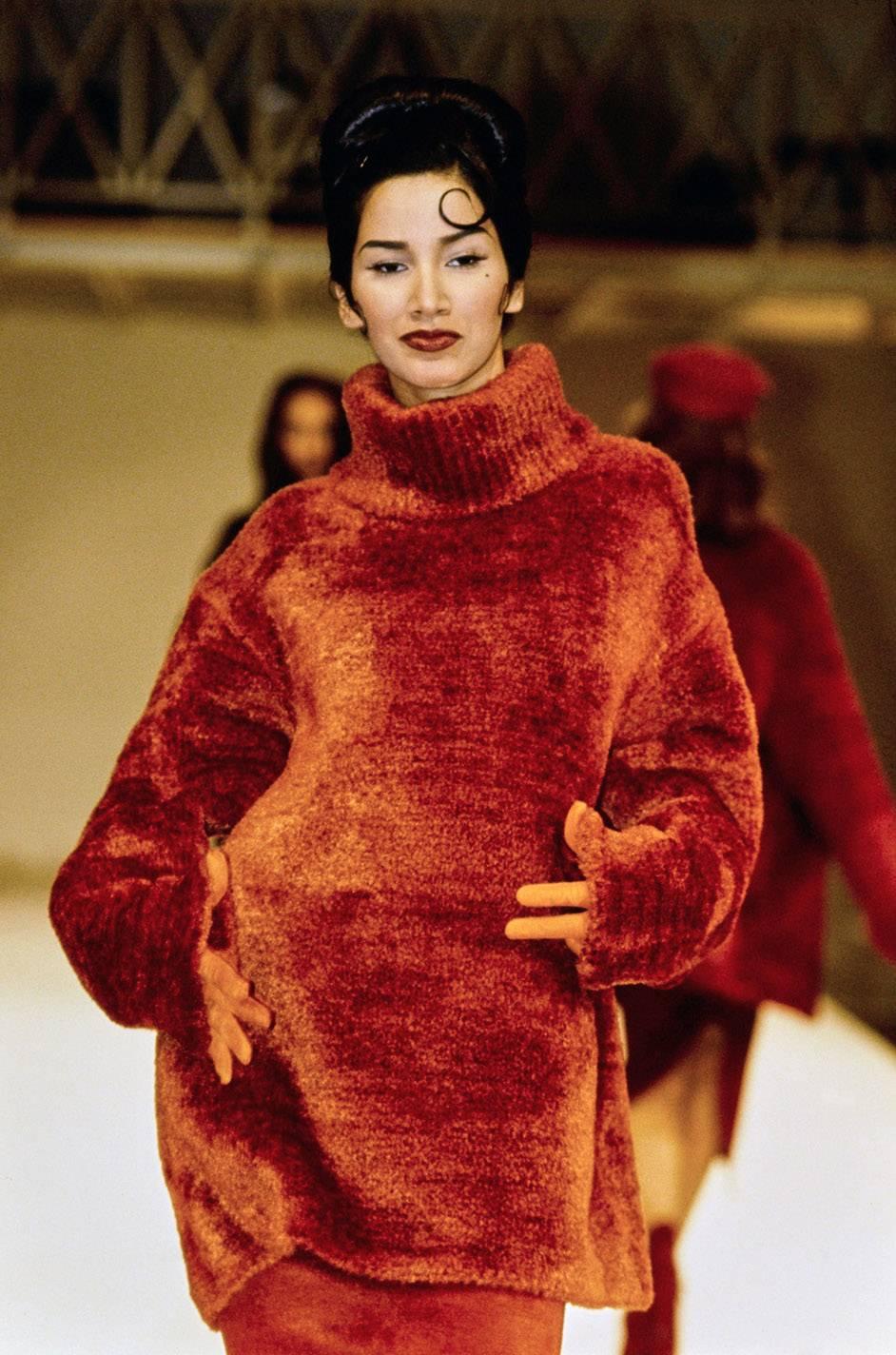 Fall 1991 Azzedine Alaia Deep Green Chenille Sweater 5