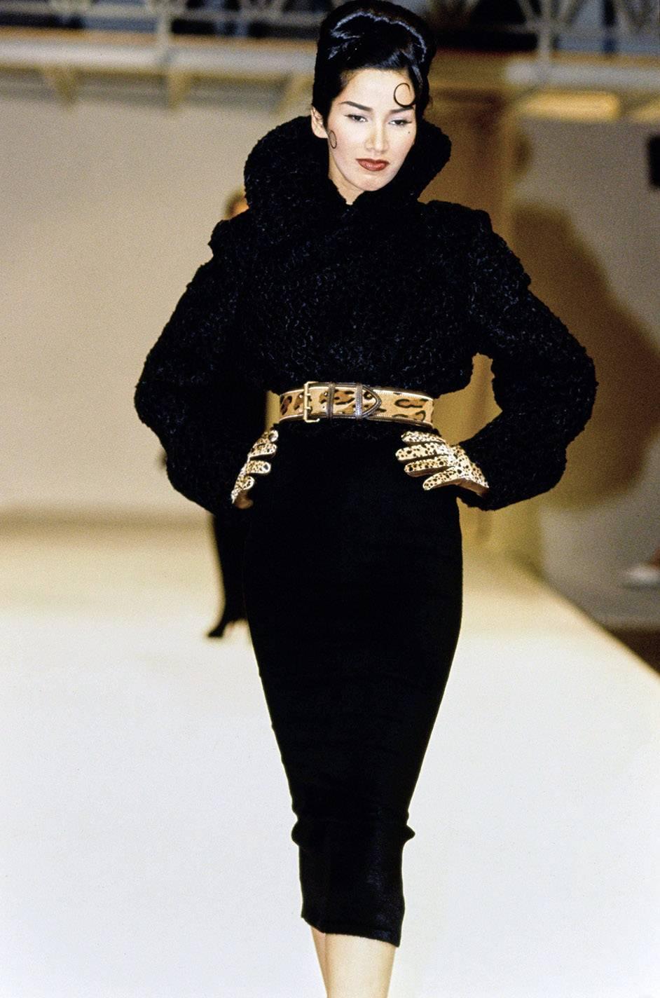 Important Fall 1991 Collection Alaia 'Astrakhan' Faux Fur Coat 2