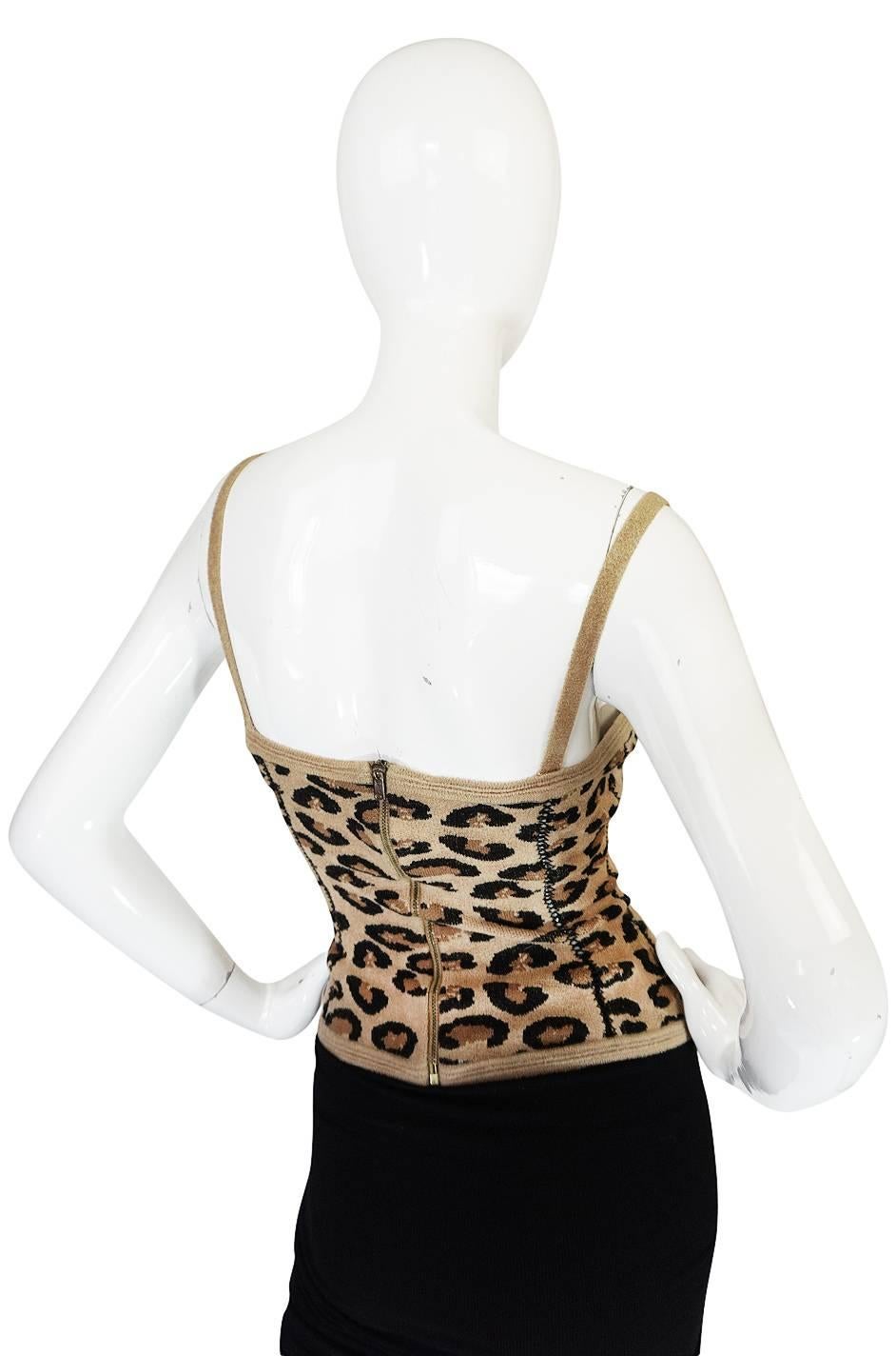 Iconic Fall 1991 Museum Held Alaia Leopard Corset Top In Excellent Condition In Rockwood, ON