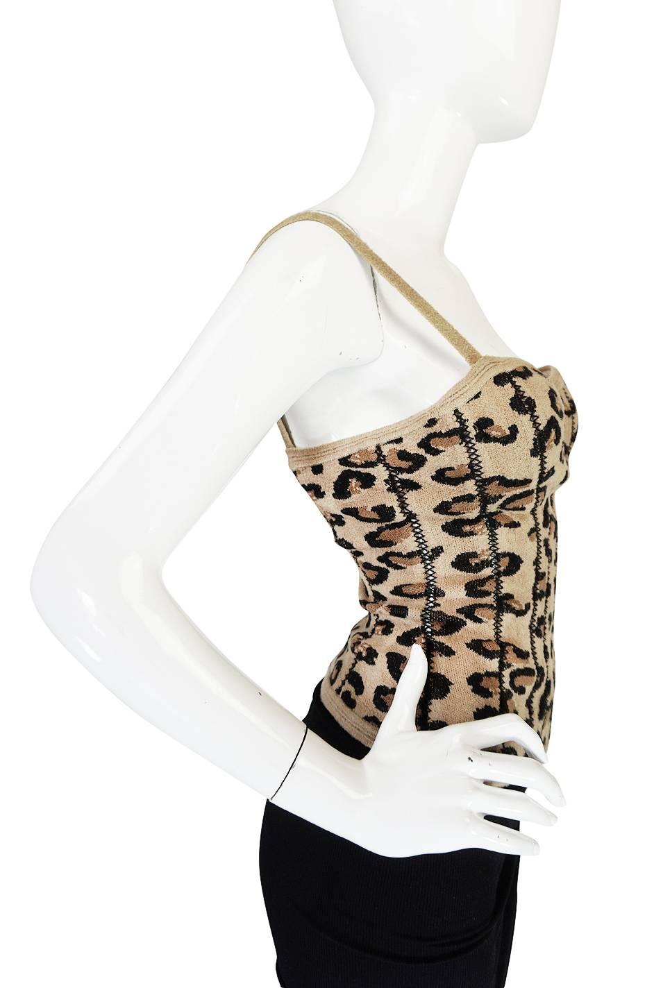 Women's Iconic Fall 1991 Museum Held Alaia Leopard Corset Top