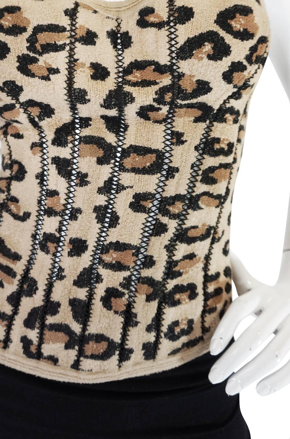 Iconic Fall 1991 Museum Held Alaia Leopard Corset Top 1