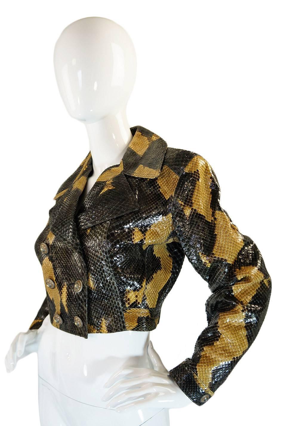 Black 1991 Museum Held Alaia Exotic Python Skin Biker Jacket