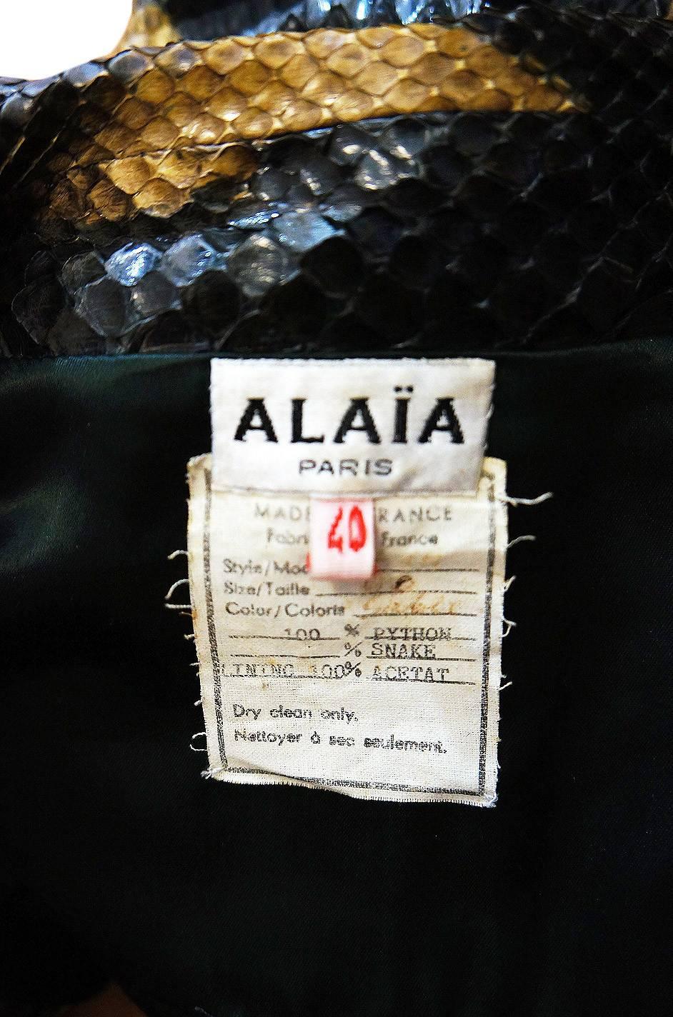 1991 Museum Held Alaia Exotic Python Skin Biker Jacket 3