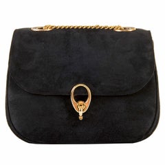 Vintage Classic Celine of Paris Black Suede Shoulder Bag or Clutch 