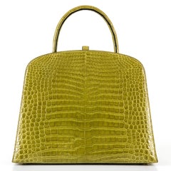 Hermes Crocodile Sac Dalvy Vert Chartreuse with Gold 30cm Bag