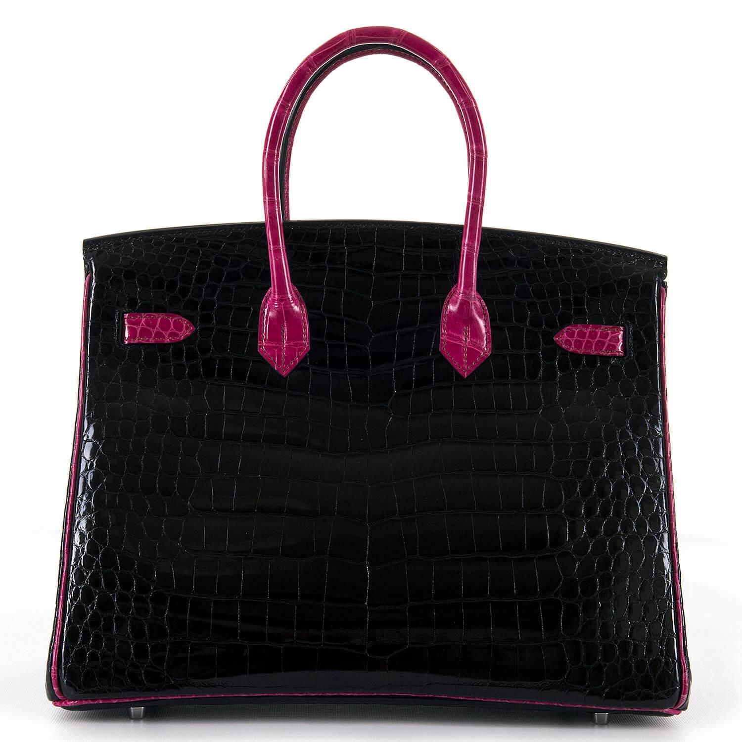 Hermes Limited Edition 35cm Shiny Black Crocodile Birkin Bag (Schwarz)