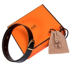 A Very Rare Vintage Hermes 'Stirrup' Buckle Reversible Box Leather Belt