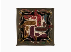 A Rare Hermes Vintage Silk  'Plisse'  Scarf - 'Festival' by Henry d'Origny