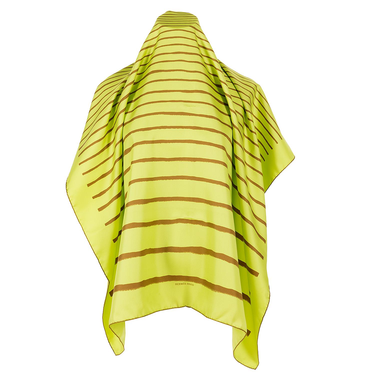 Yellow WOW  A Pristine Hermes Silk Scarf  'Mediterannee'  by J L F Duviler For Sale