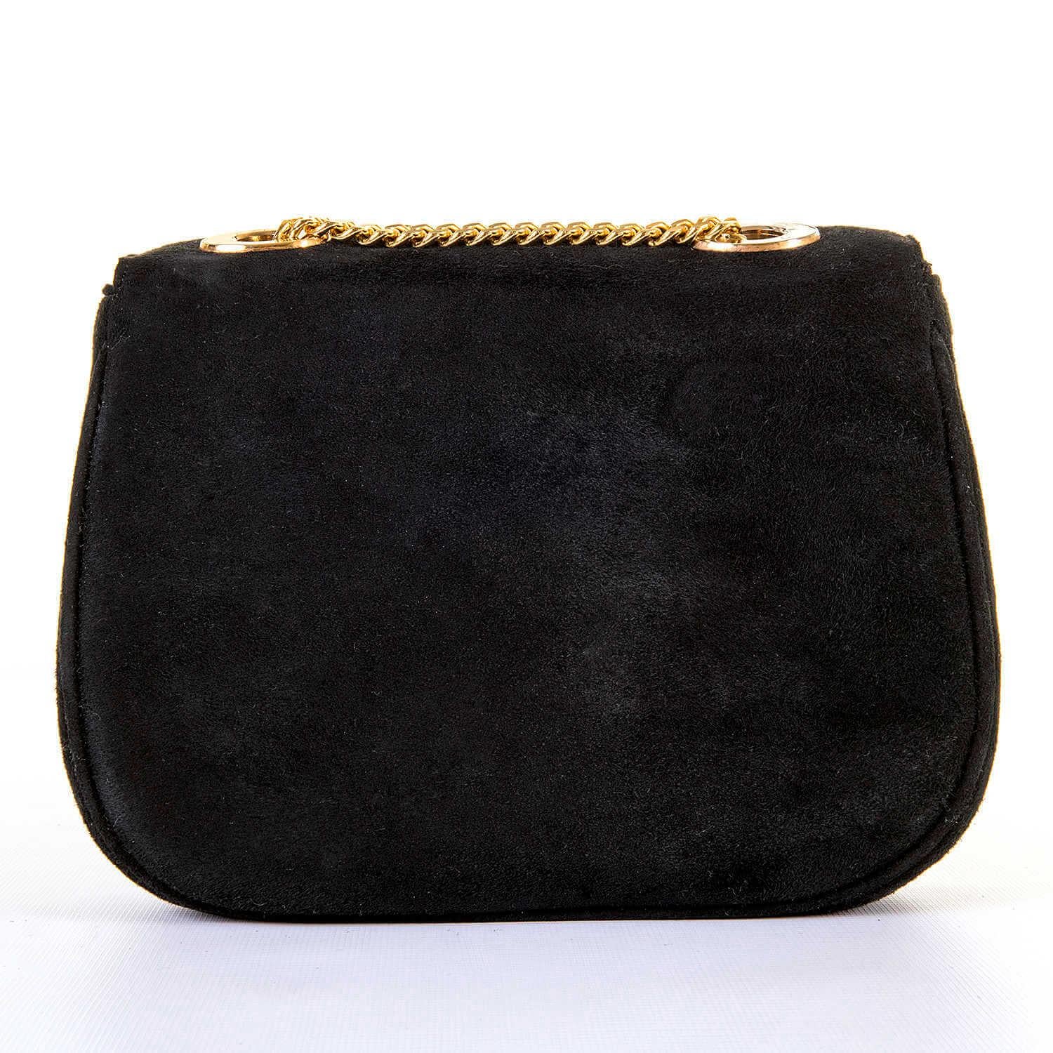 Women's Classic Celine of Paris Black Suede Shoulder Bag or Clutch 