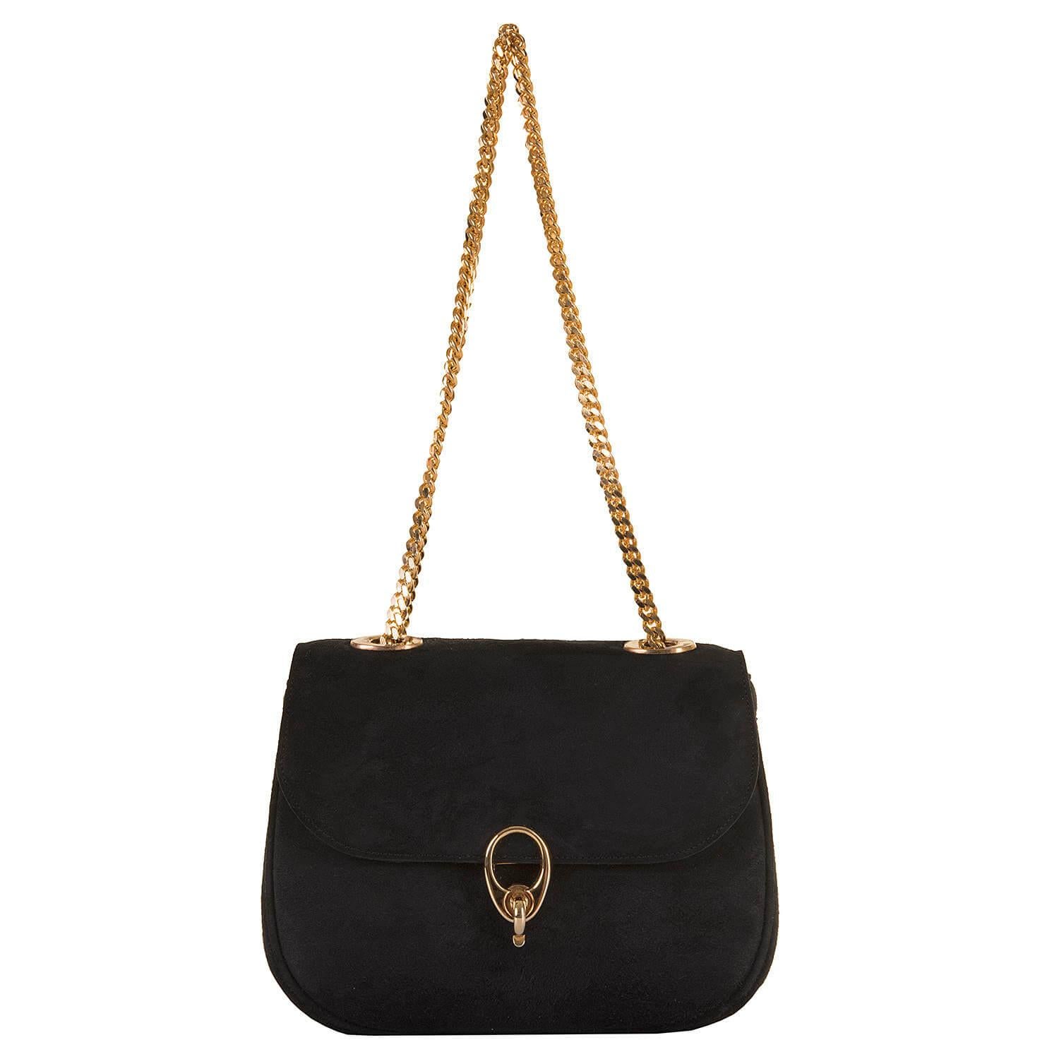 Classic Celine of Paris Black Suede Shoulder Bag or Clutch  1