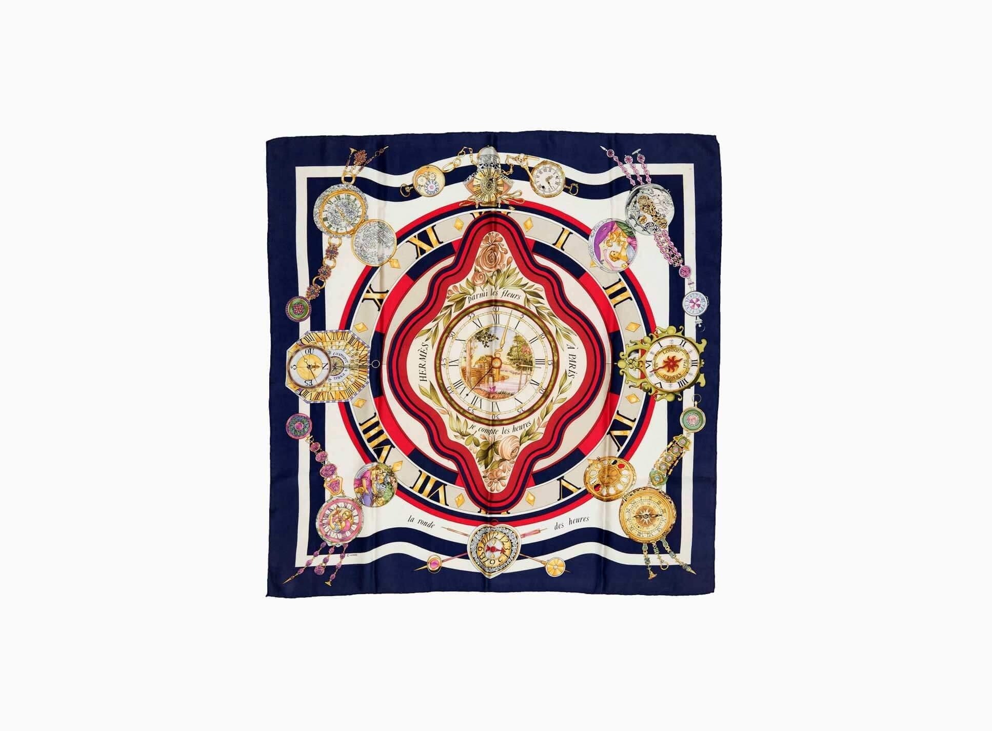 Hermes Millenium Celebration Silk Scarf 'Le Ronde des Heures' by Loic Dubigeon In Excellent Condition In London, GB