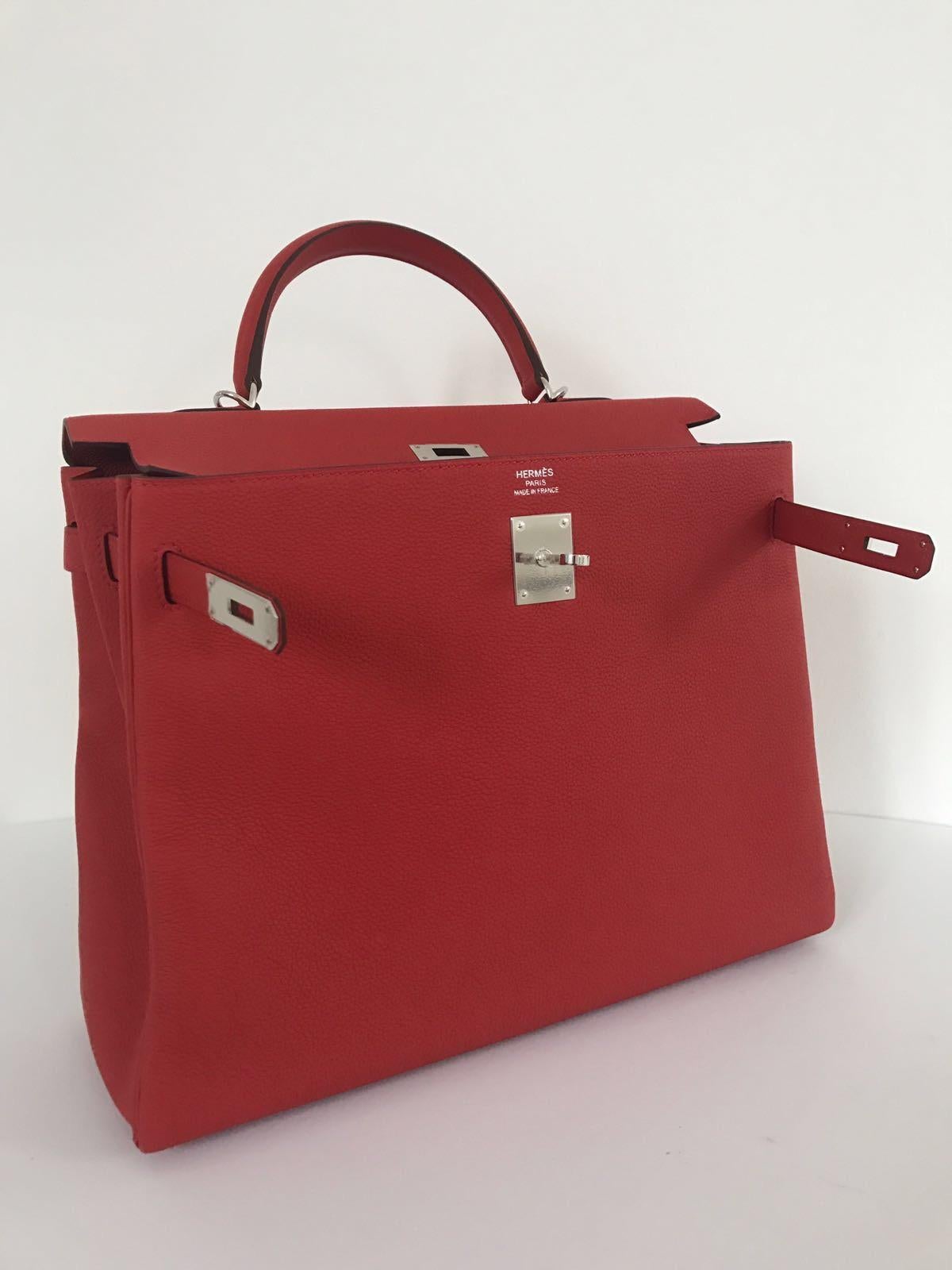 Hermes Geranium Togo Kelly 35cm Bag For Sale 1