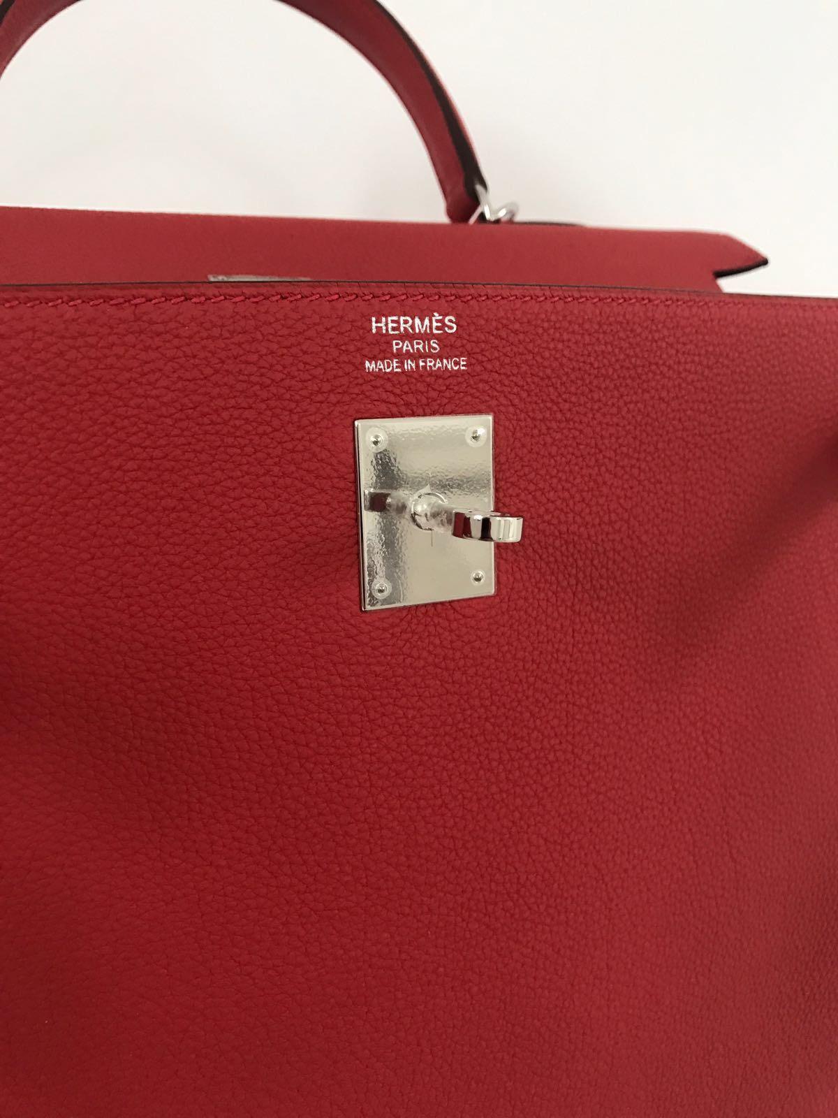 Hermes Geranium Togo Kelly 35cm Bag For Sale 2