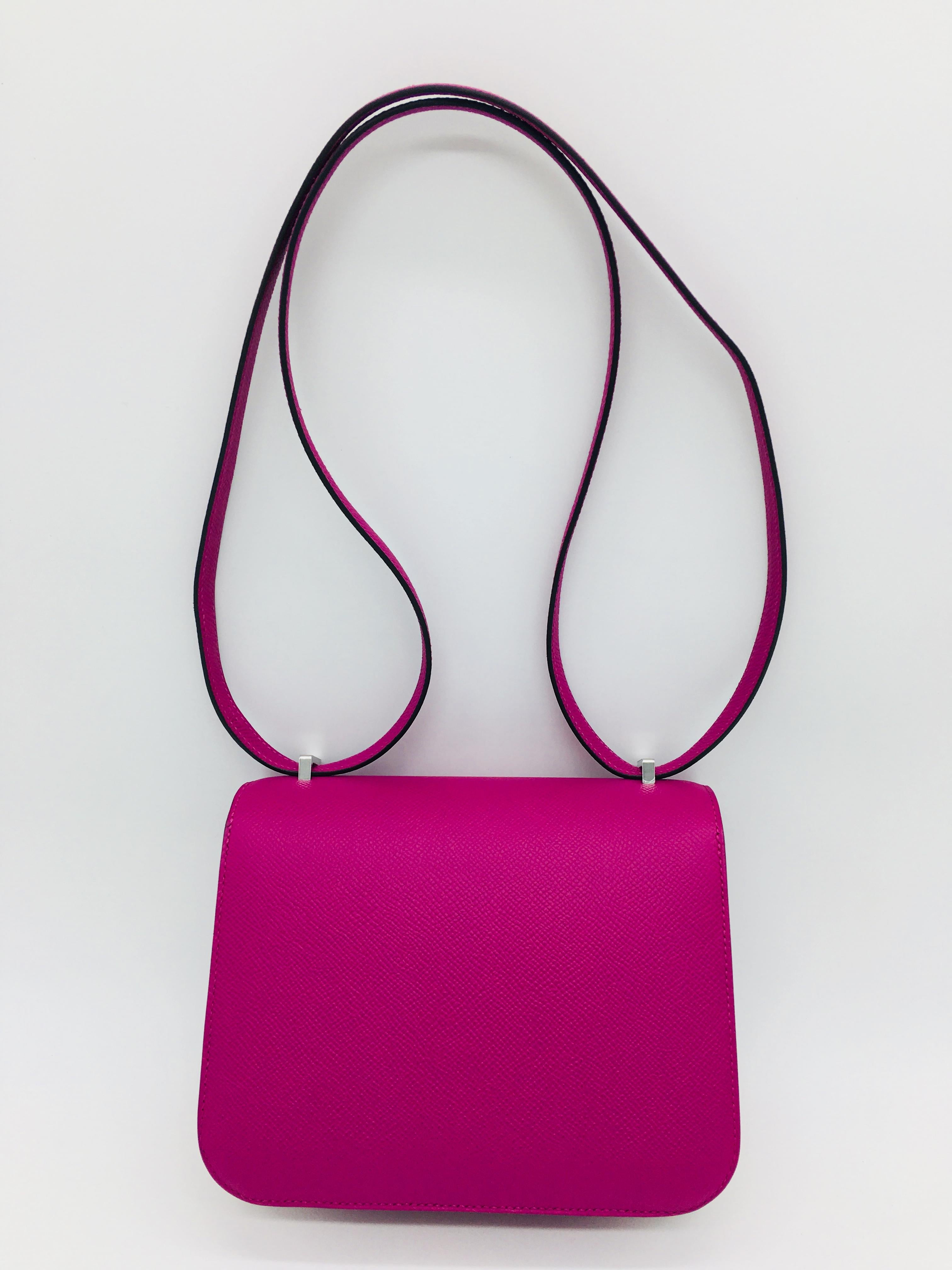 Purple Hermes Rose Pourpre Epsom Constance 18cm Bag For Sale