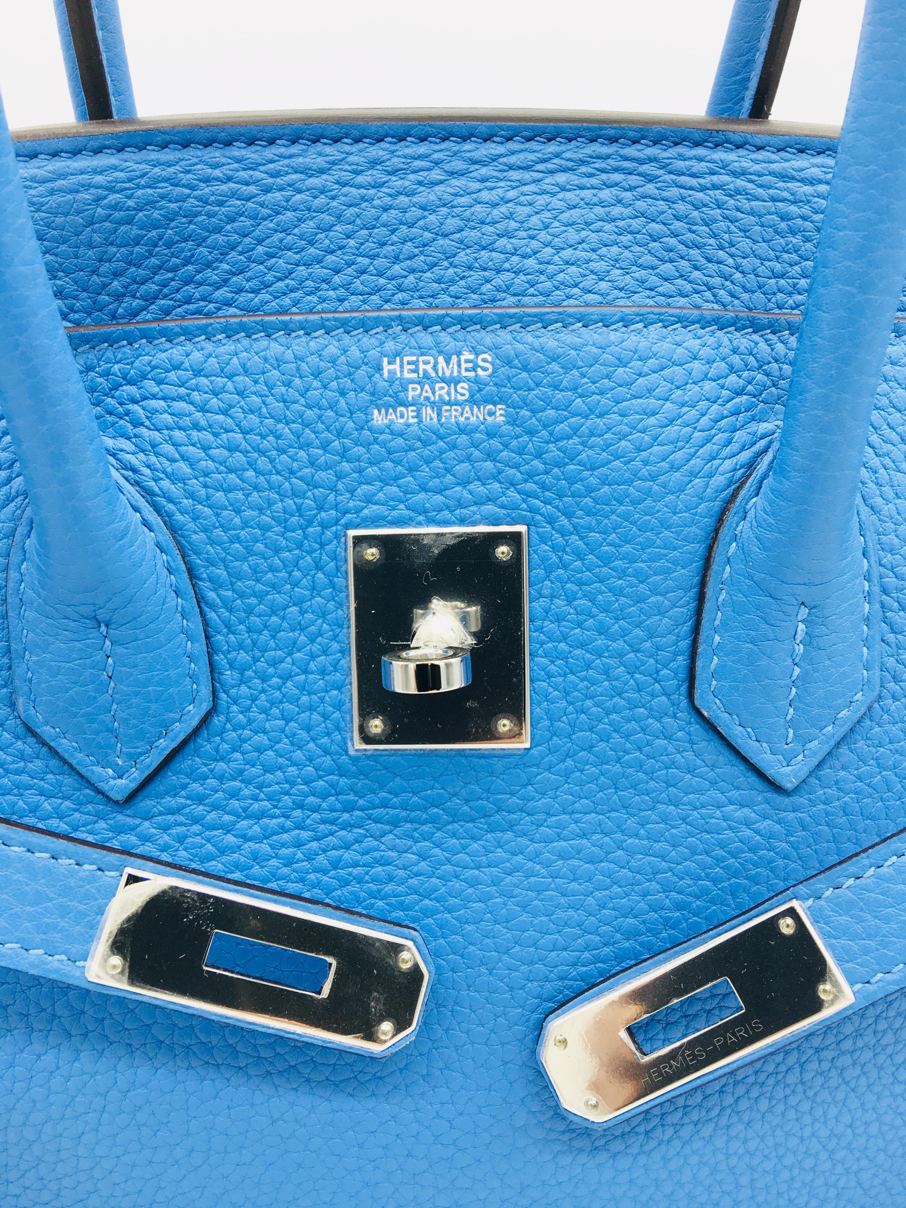 Hermes Bleu Paradis Birkin 35cm in Clemence In New Condition For Sale In London, GB