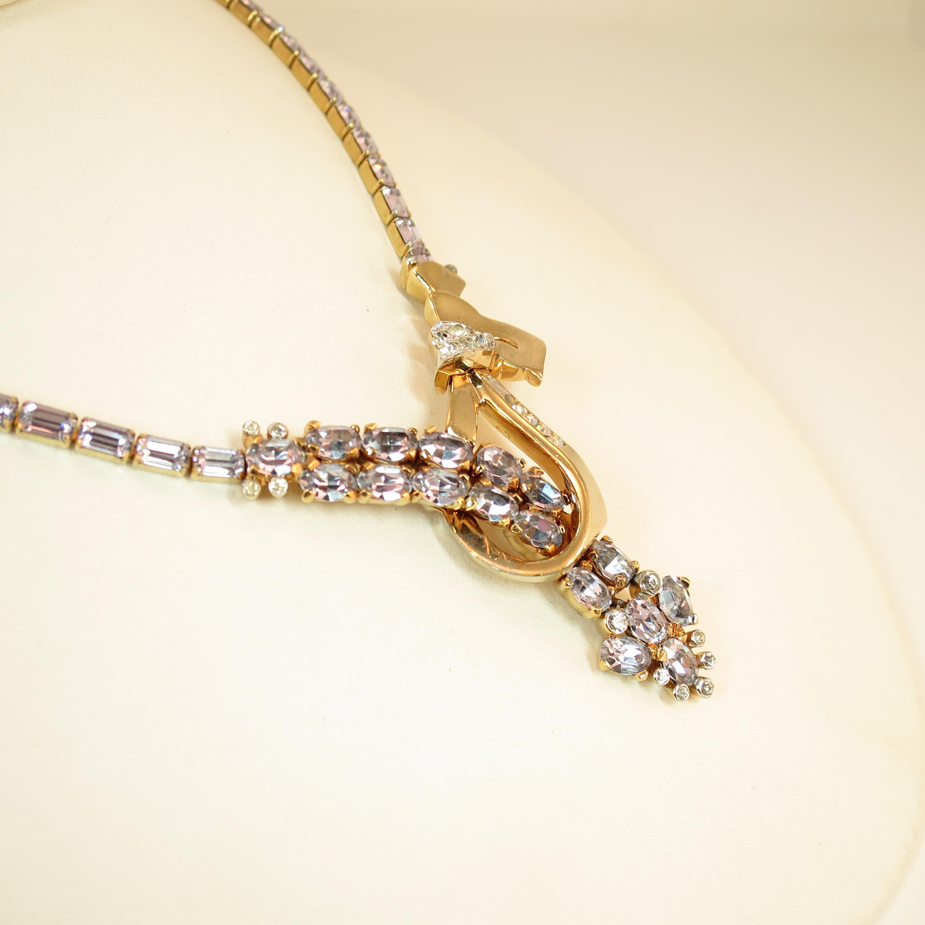 Women's Mid-Century Mazer Bros. Alexandrite Crystal Necklace Suite, 1940s For Sale