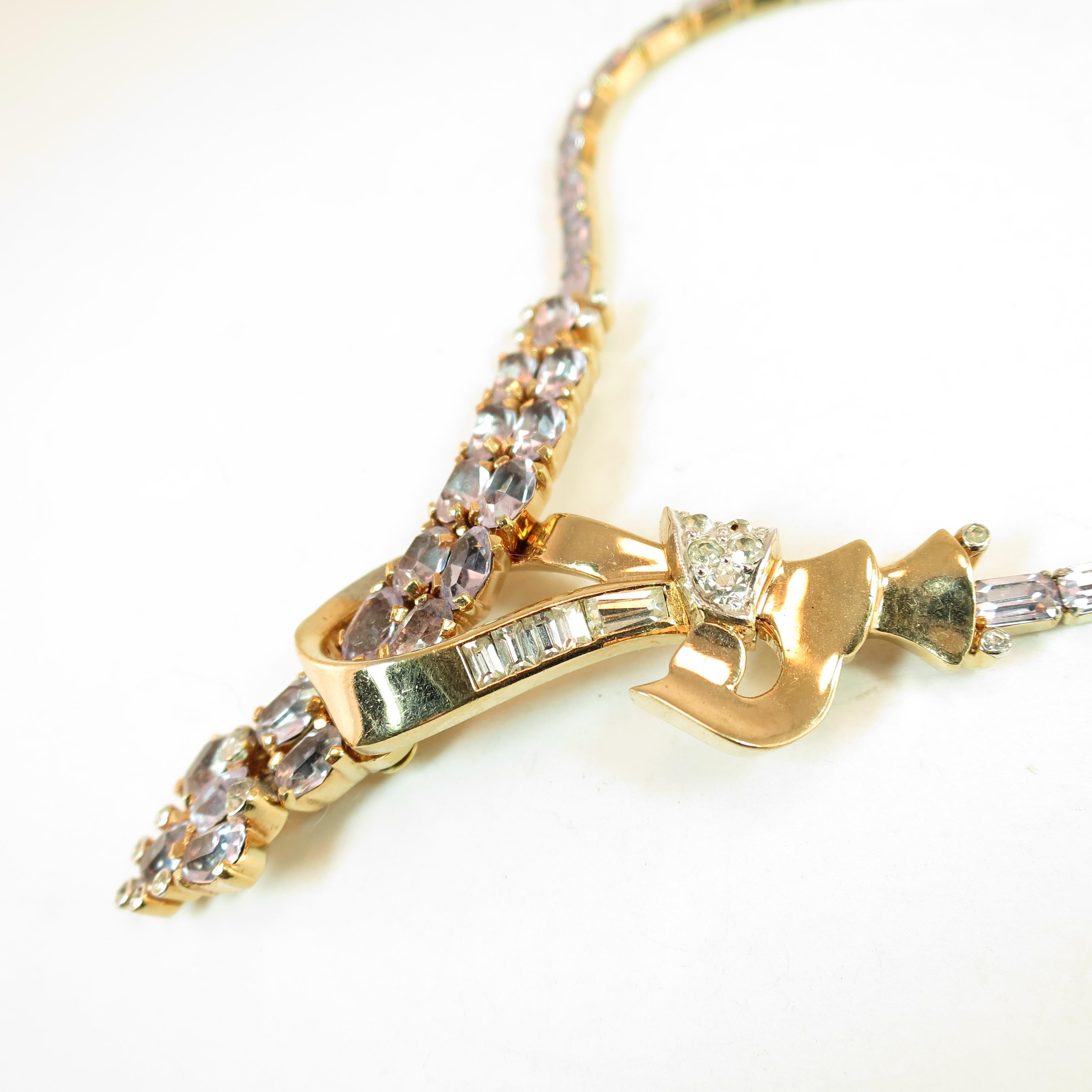 Mid-Century Mazer Bros. Alexandrite Crystal Necklace Suite, 1940s For Sale 1