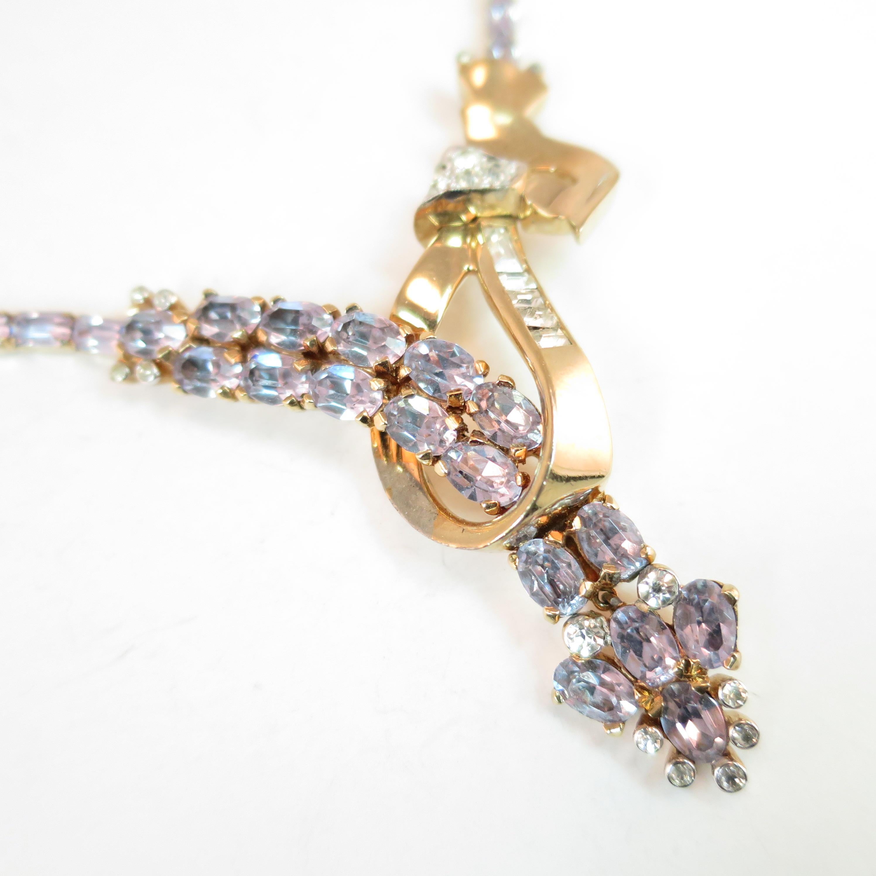 Mid-Century Mazer Bros. Alexandrite Crystal Necklace Suite, 1940s For Sale 2