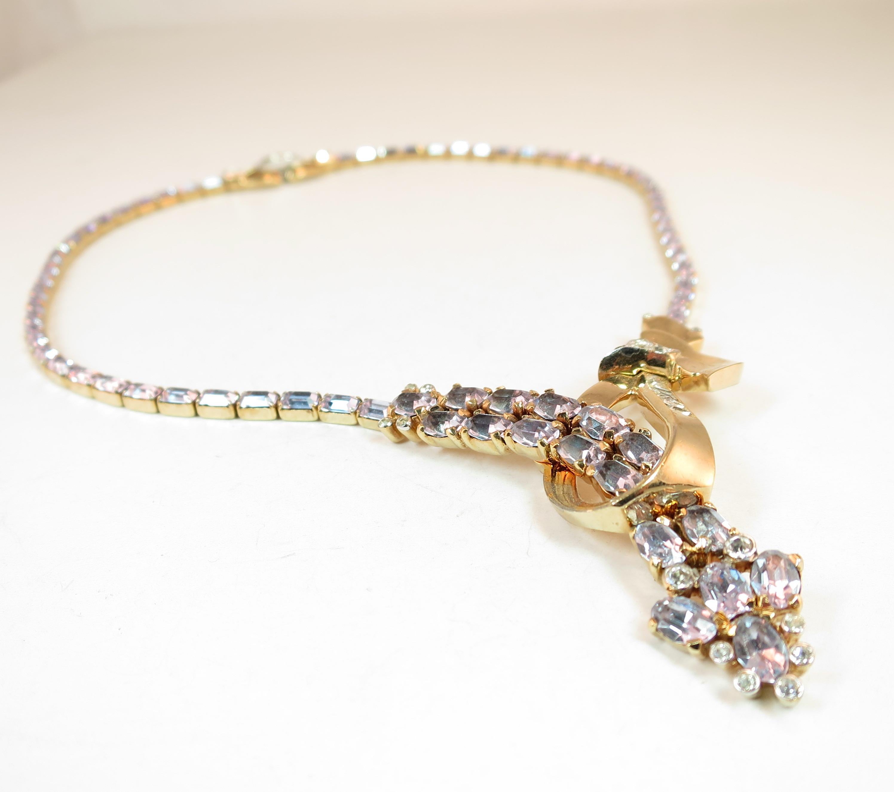 Mid-Century Mazer Bros. Alexandrite Crystal Necklace Suite, 1940s For Sale 3