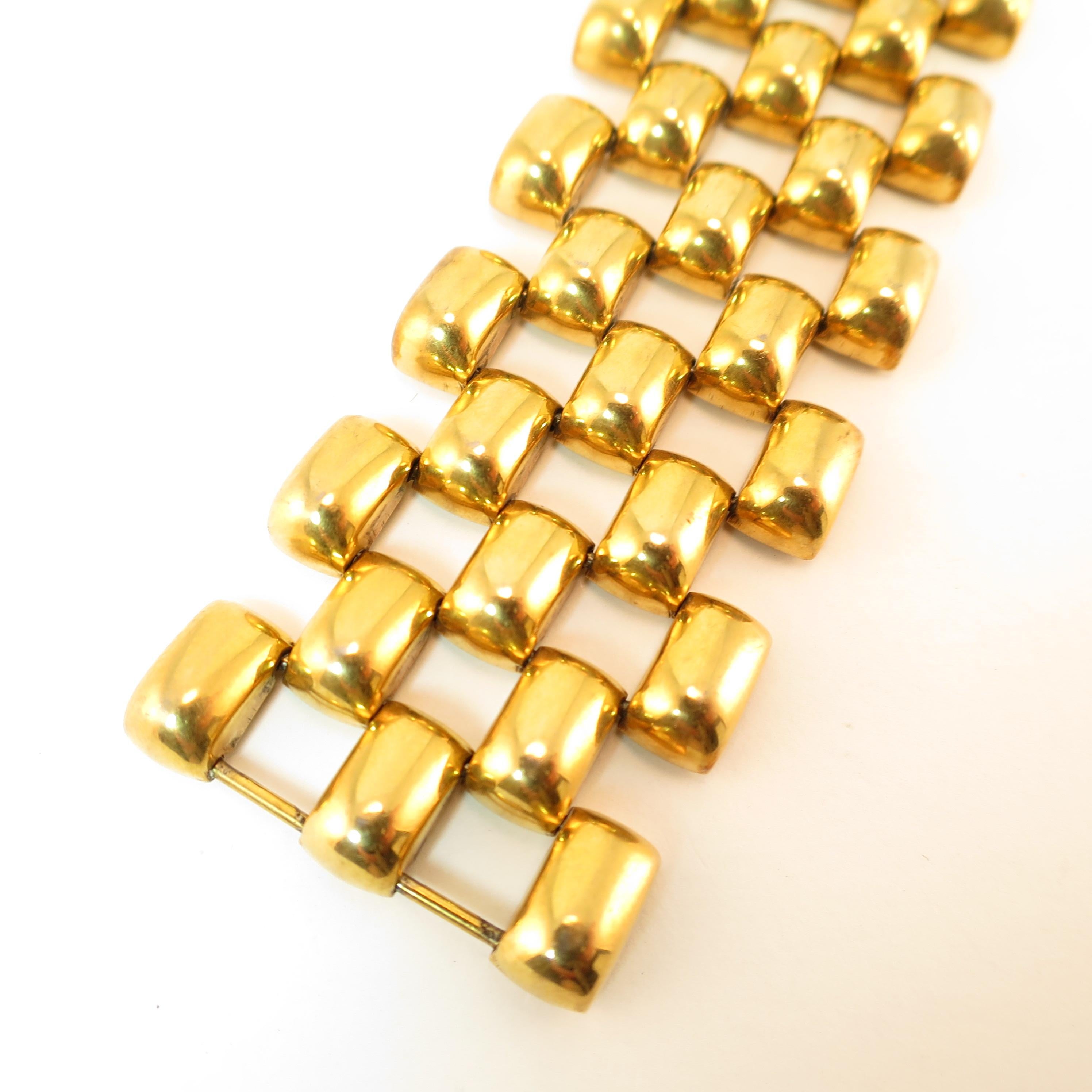 Mid-Century Kreisler Geometric Open-Link Vermeil Bracelet 1940s For Sale 2