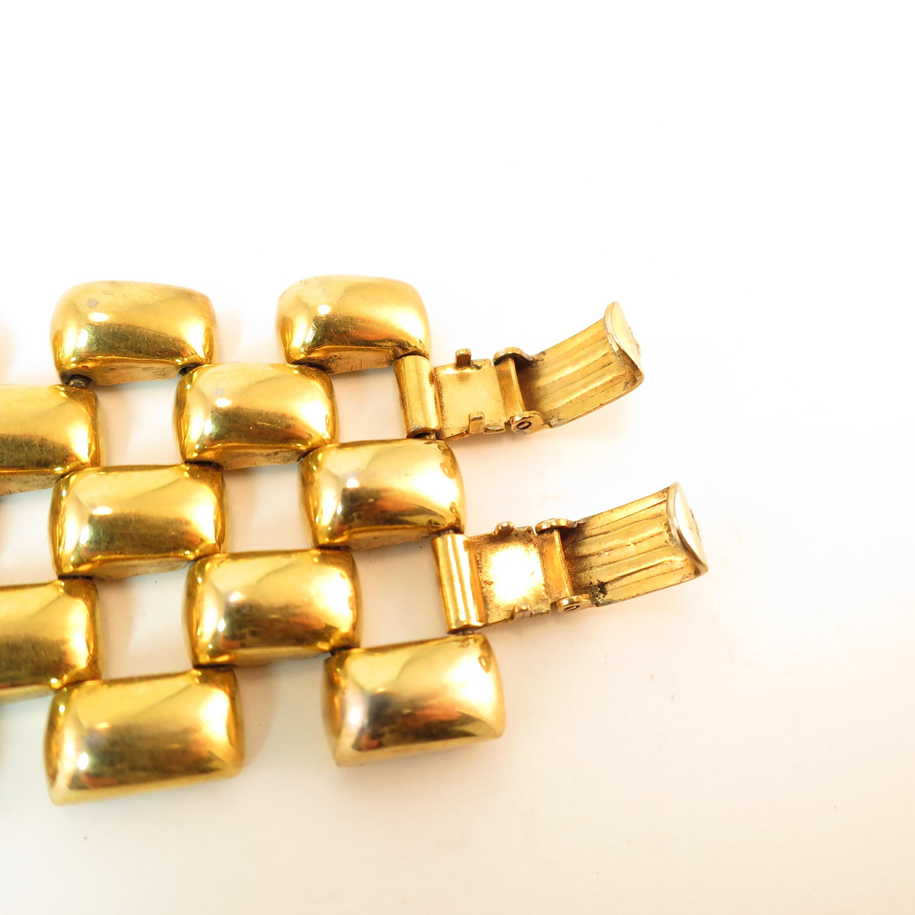 Mid-Century Kreisler Geometric Open-Link Vermeil Bracelet 1940s For Sale 3