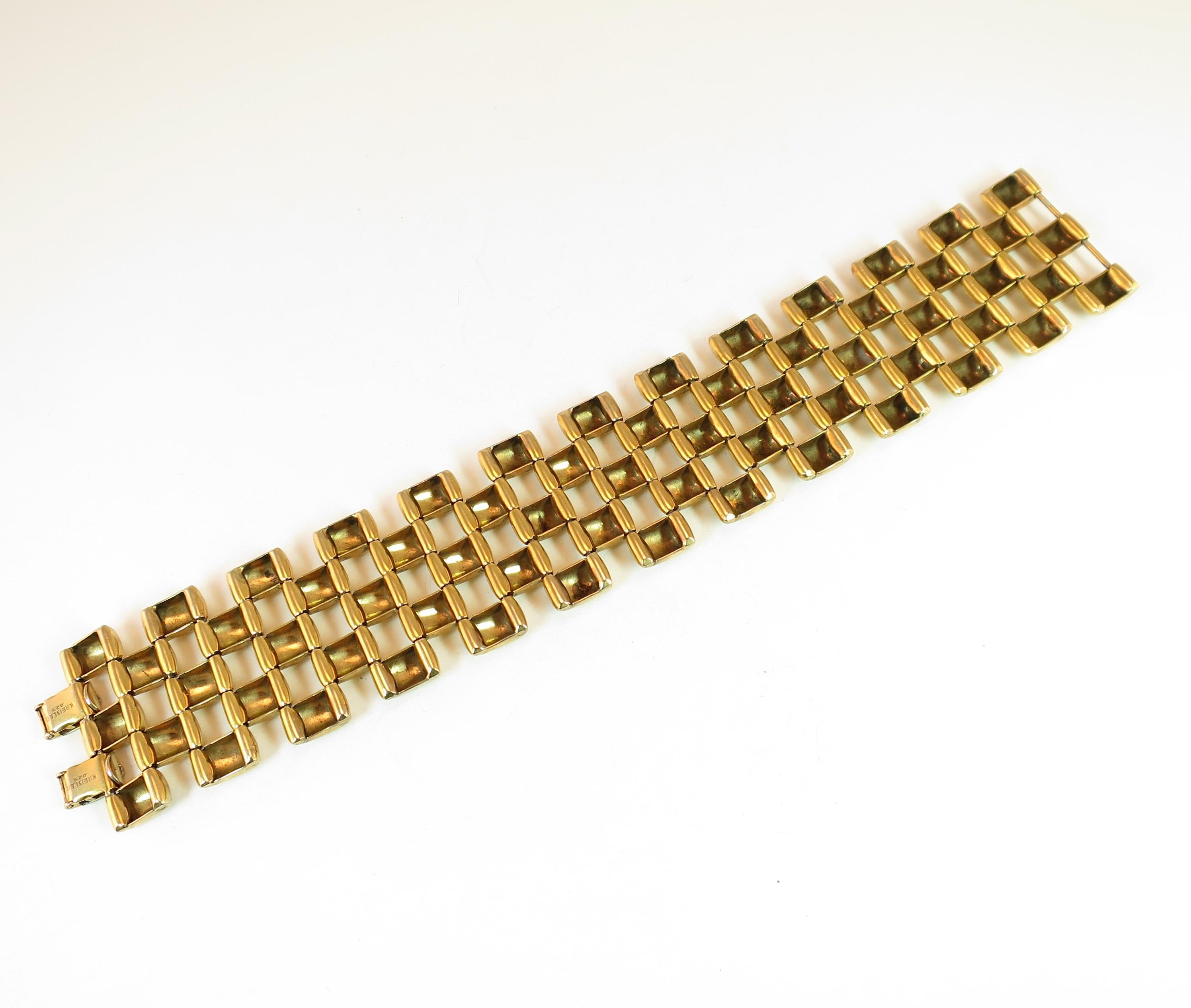 Mid-Century Kreisler Geometric Open-Link Vermeil Bracelet 1940s For Sale 6