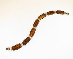 Victorian Sterling Foiled Lava Glass Bracelet 1870s