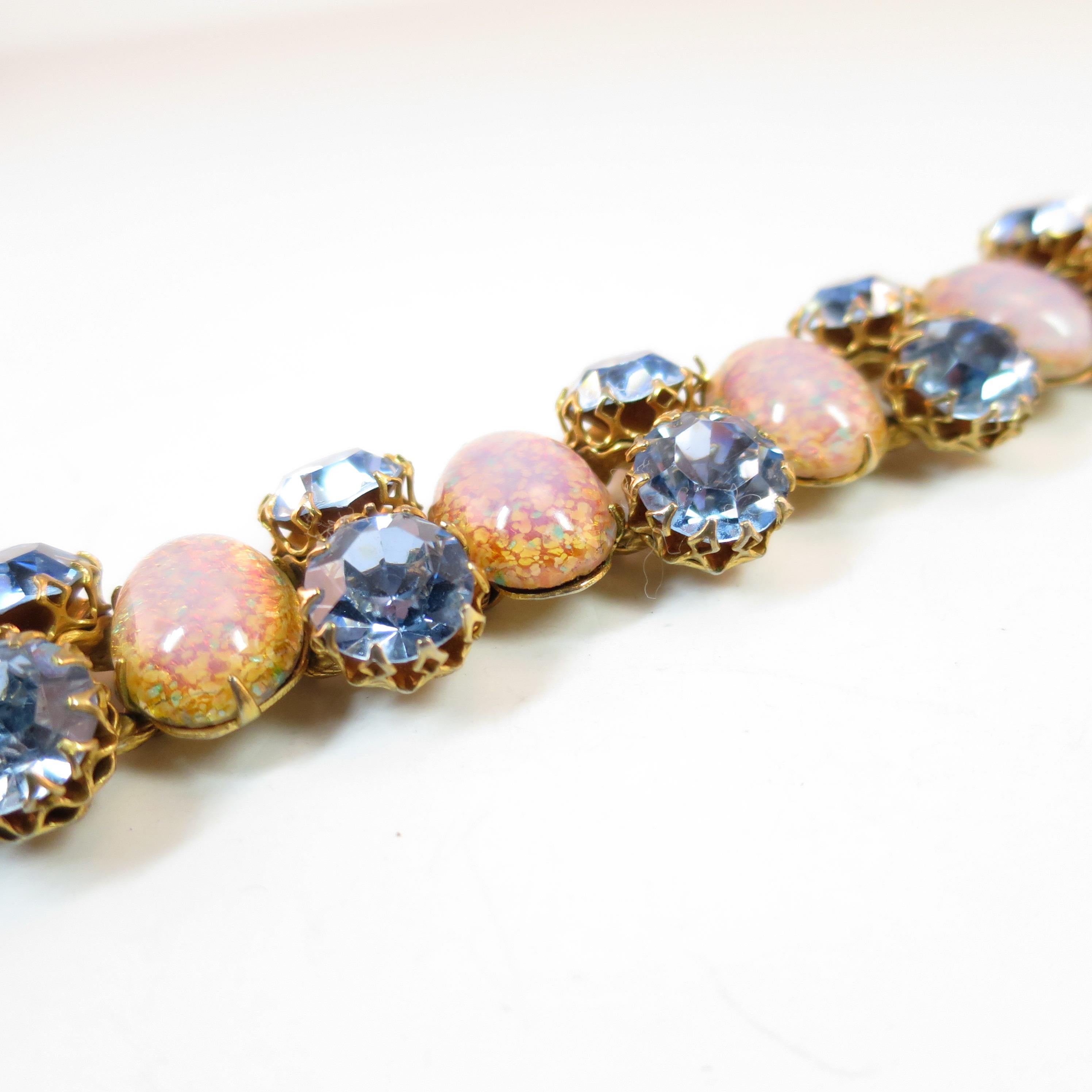 Women's Schiaparelli Opal Art Glass Bracelet Suite 1950s For Sale