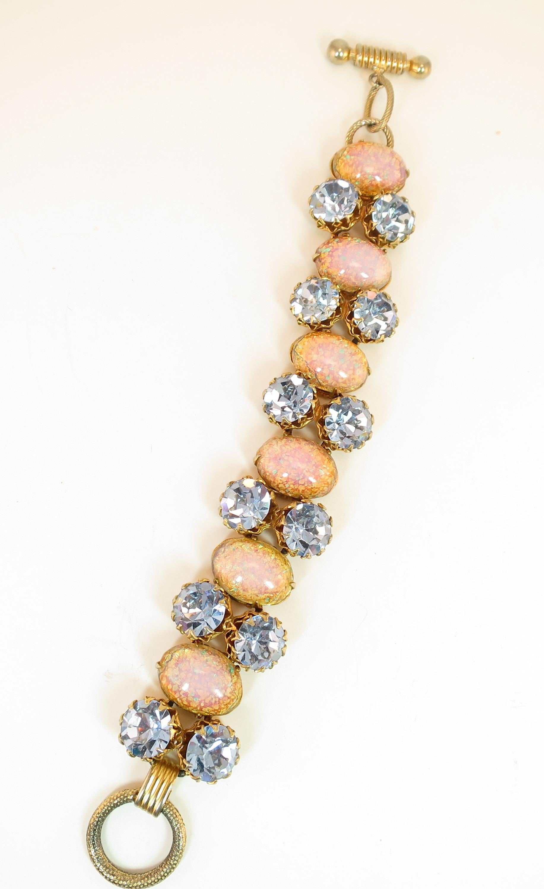 Schiaparelli Opal Art Glass Bracelet Suite 1950s For Sale 1