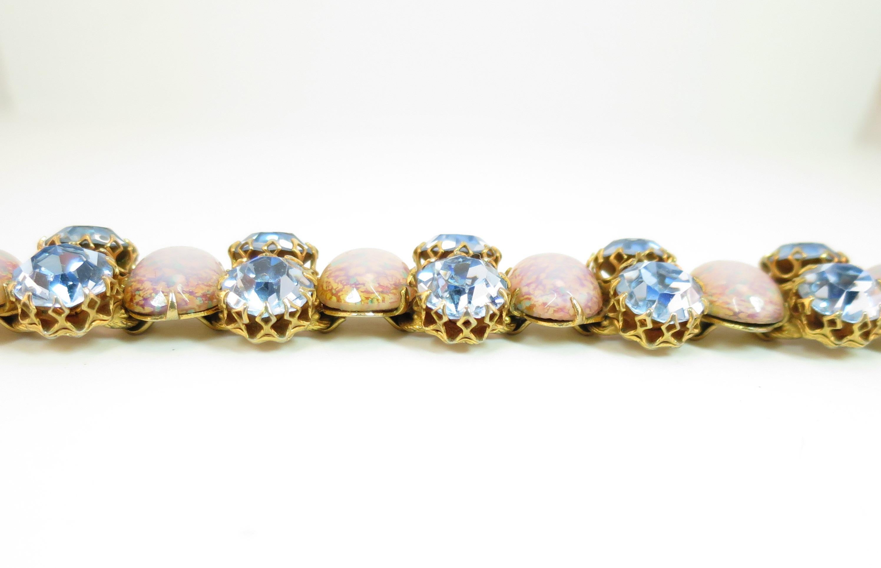 Schiaparelli Opal Art Glass Bracelet Suite 1950s For Sale 3