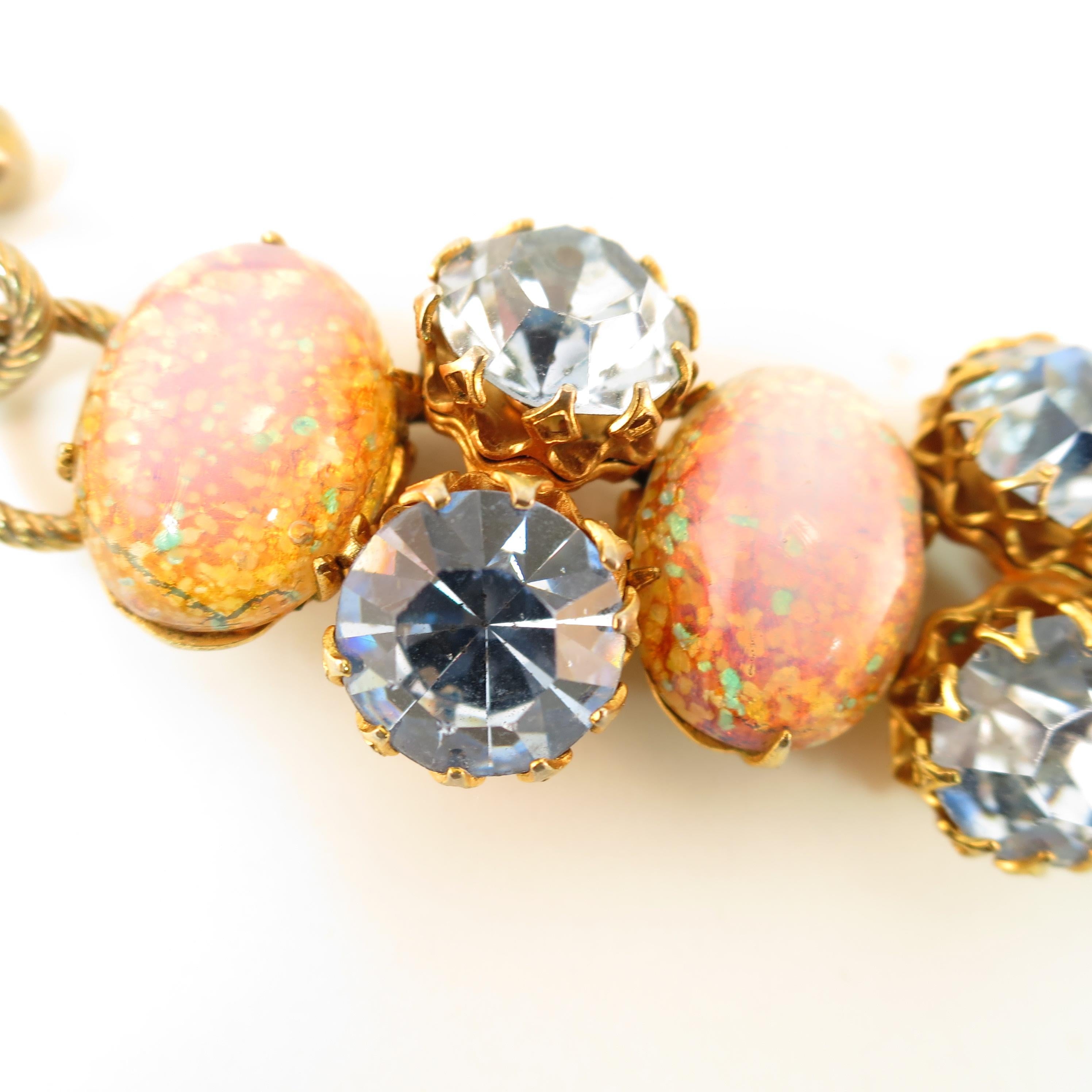 Schiaparelli Opal Art Glass Bracelet Suite 1950s For Sale 6