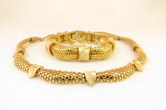 Marcel Boucher Gilded Nailhead Parure, Necklace, Bracelet, Earrings 1950s