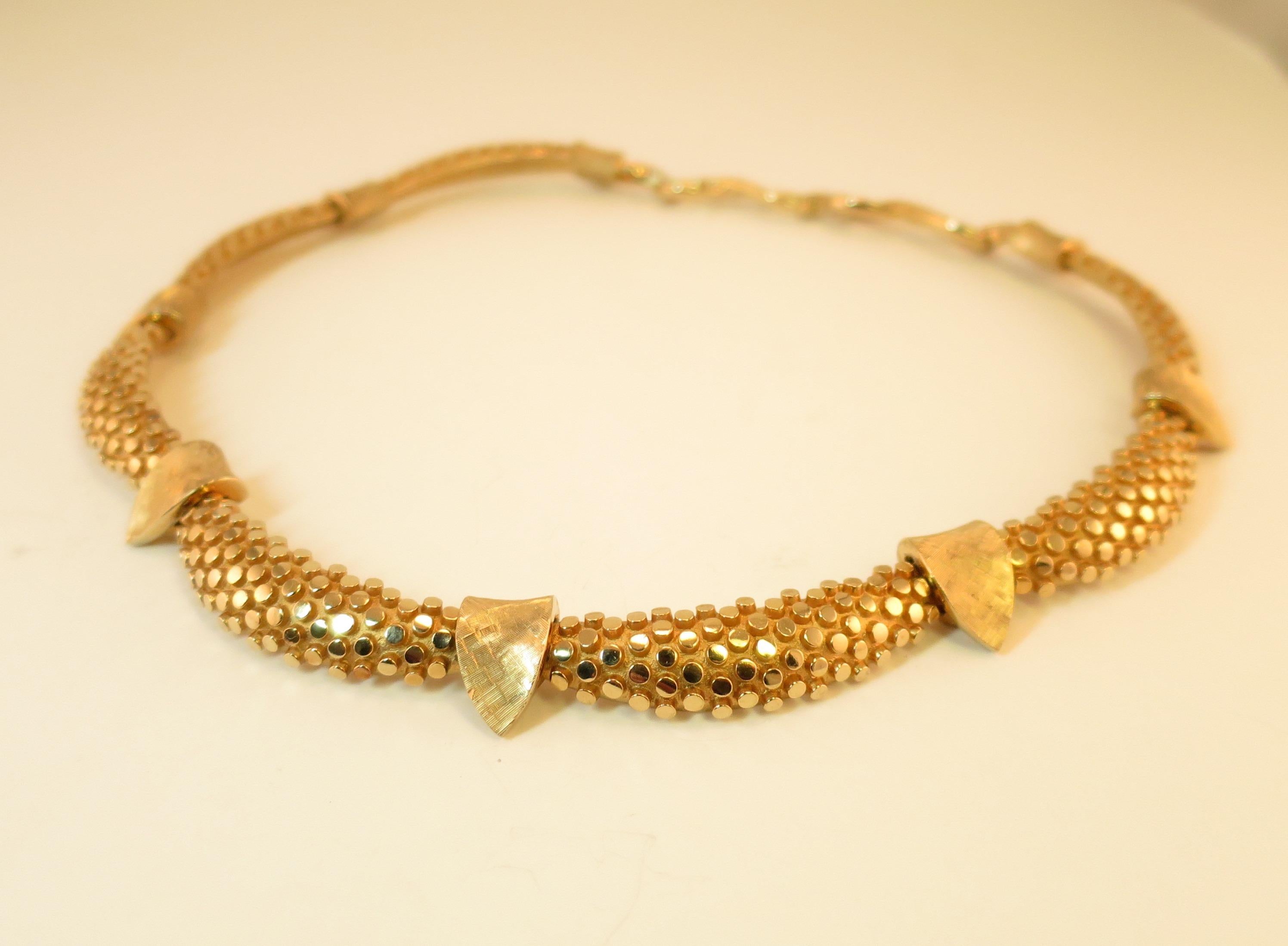 Marcel Boucher Gilded Nailhead Parure, Necklace, Bracelet, Earrings 1950s For Sale 3