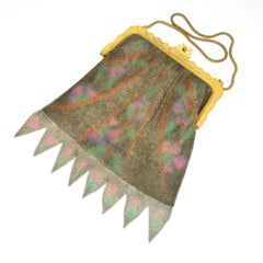 Whiting & Davis Deco Hand-Tinted Dresden Mesh Evening Purse 1920s