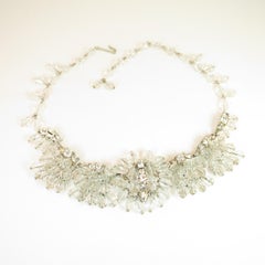 Mid-Century Hand-Made Austrian Crystal Cluster Necklace Suite 1950s