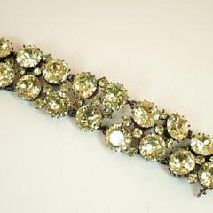 Austrian Hand-Created Canary Crystal Link Bracelet 1930s