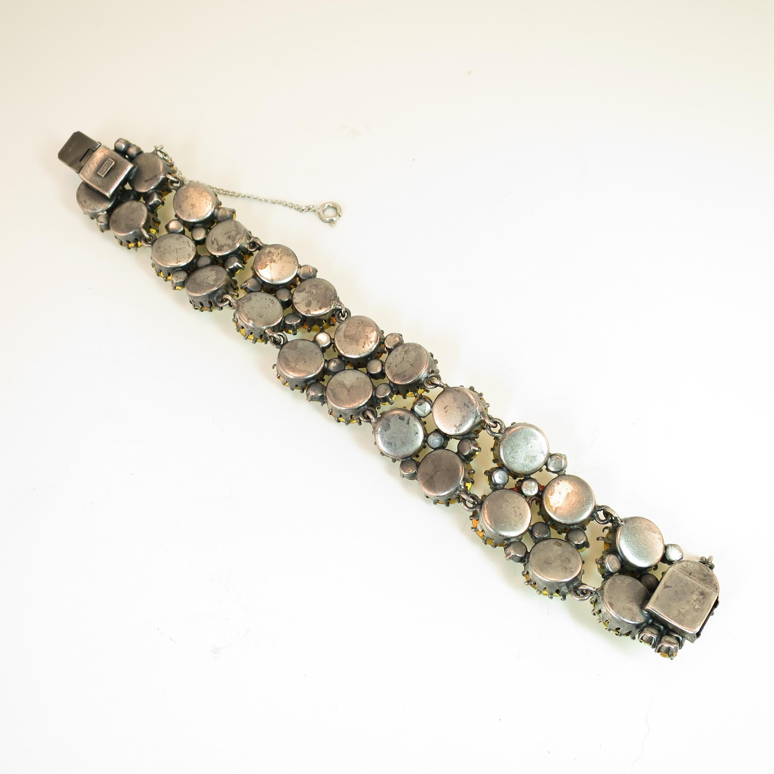 Austrian Hand-Created Canary Crystal Link Bracelet 1930s For Sale 8