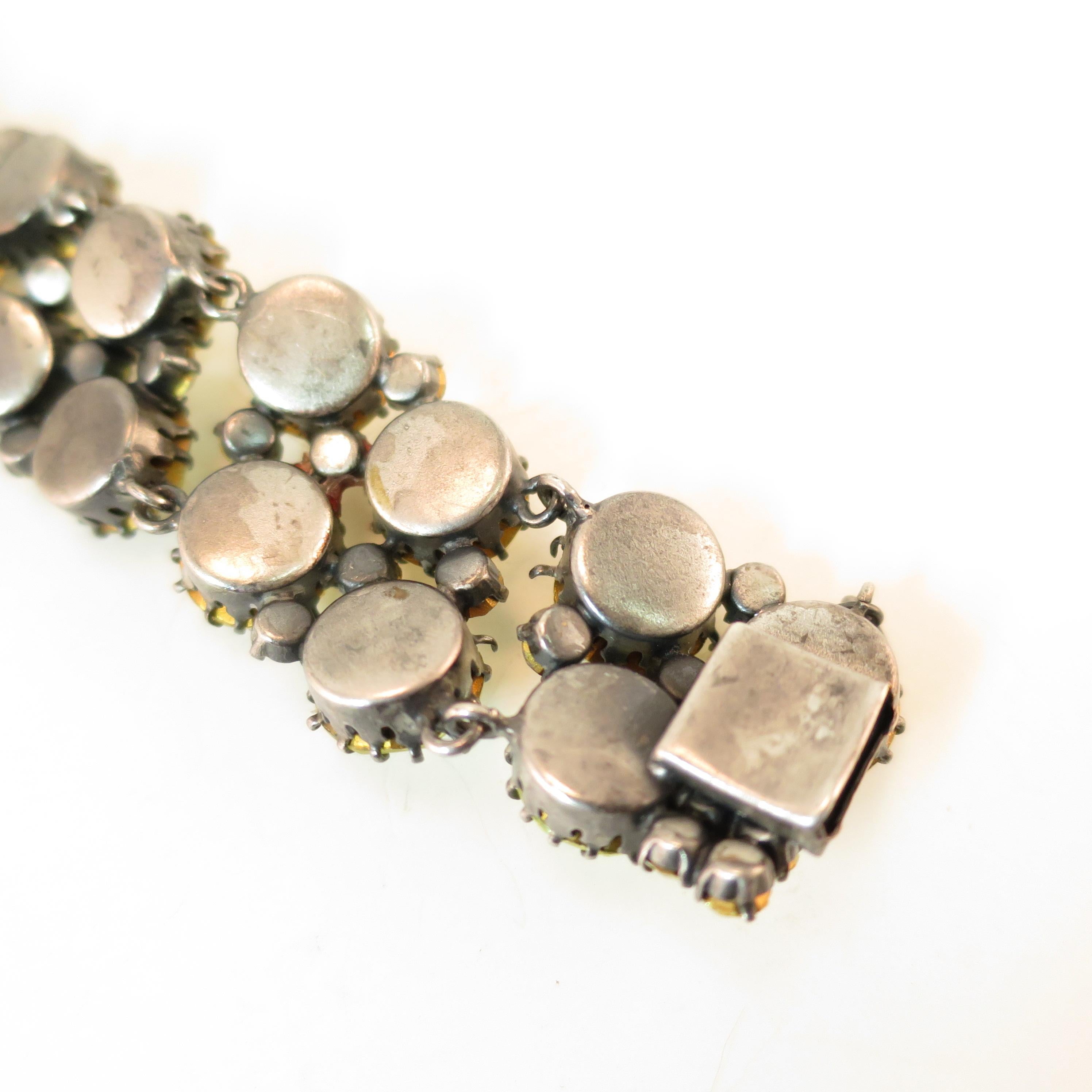 Austrian Hand-Created Canary Crystal Link Bracelet 1930s For Sale 9