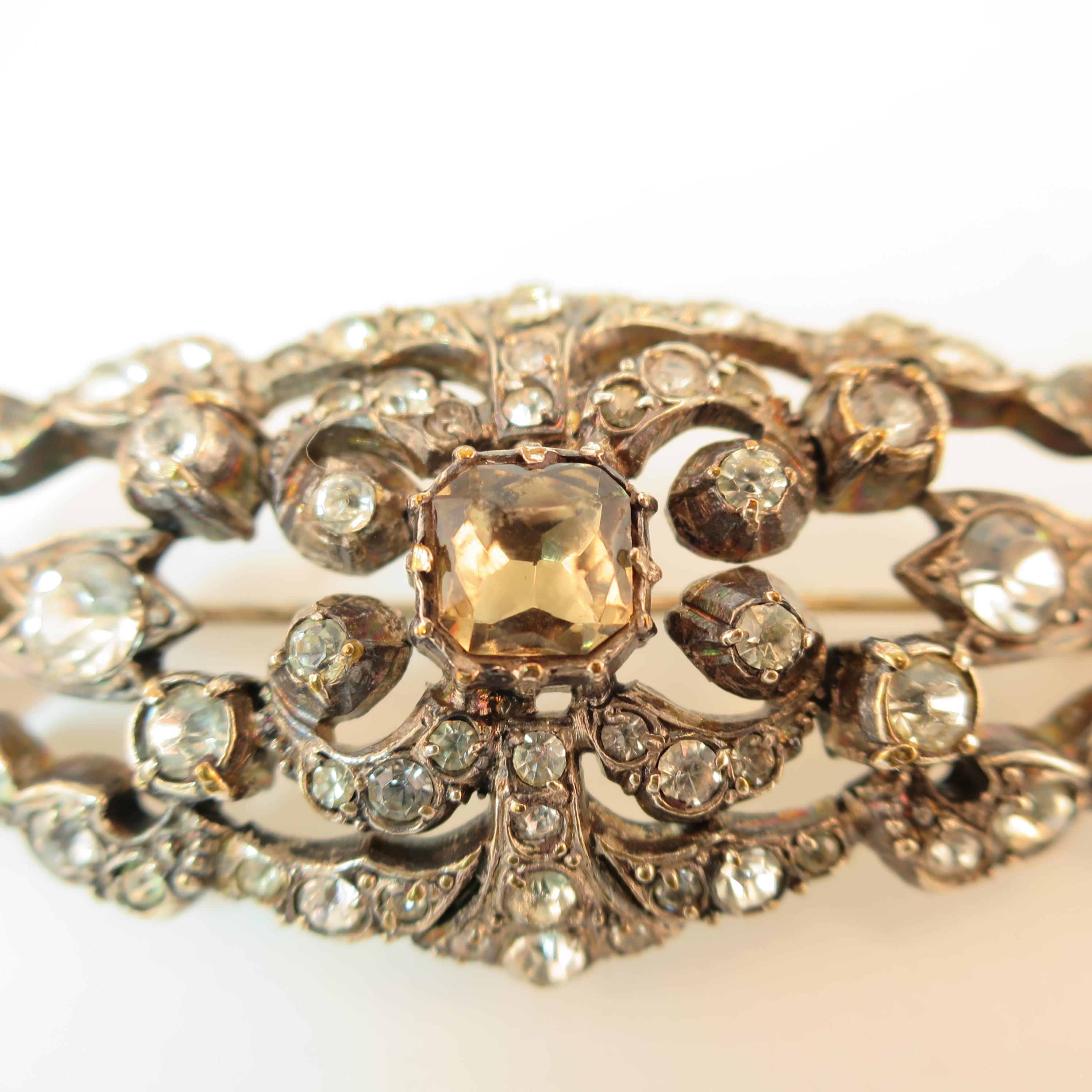 Edwardian Hand-Wrought Sterling & French Paste Brooch Circa 1905 For Sale 2