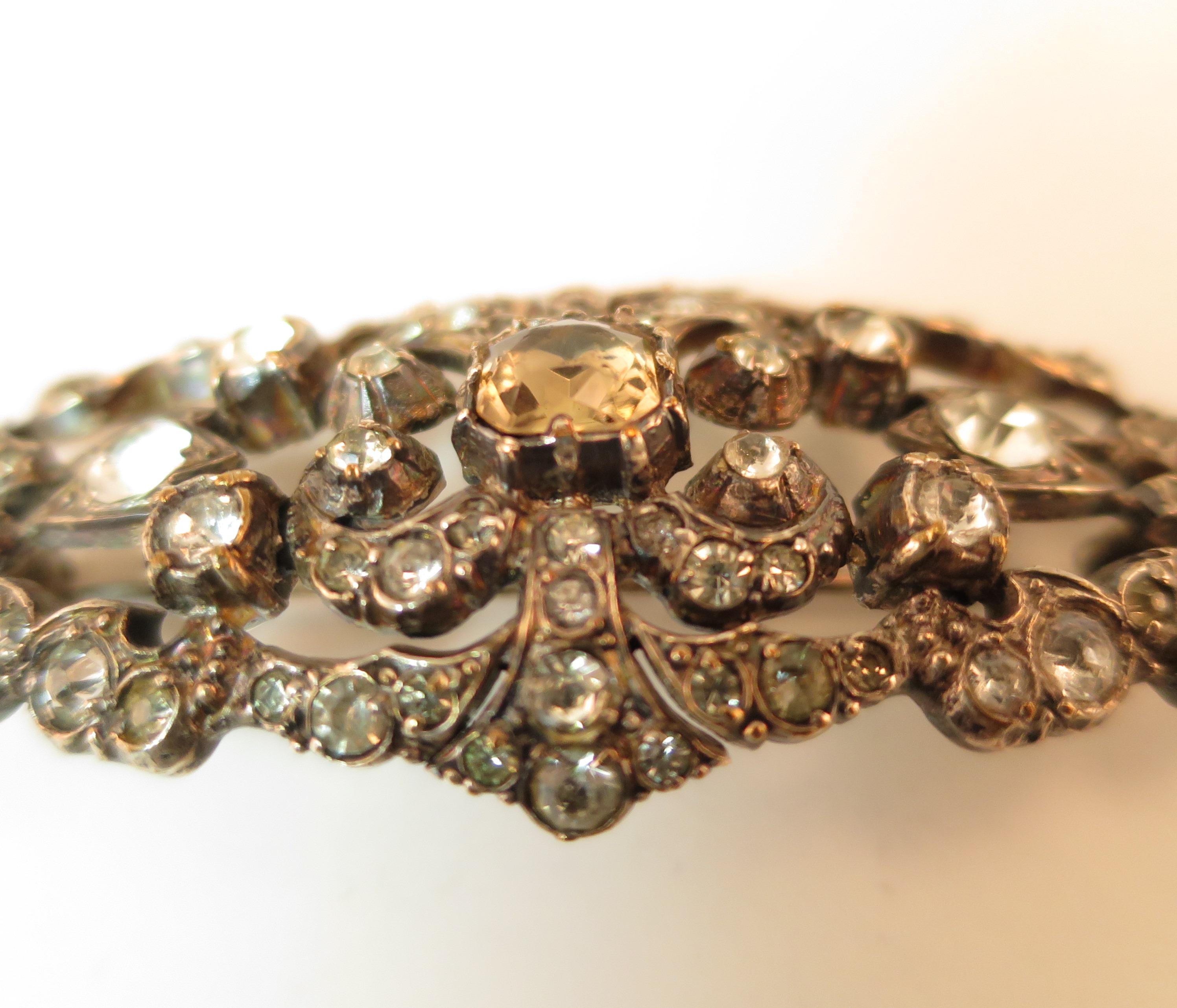 Edwardian Hand-Wrought Sterling & French Paste Brooch Circa 1905 For Sale 3