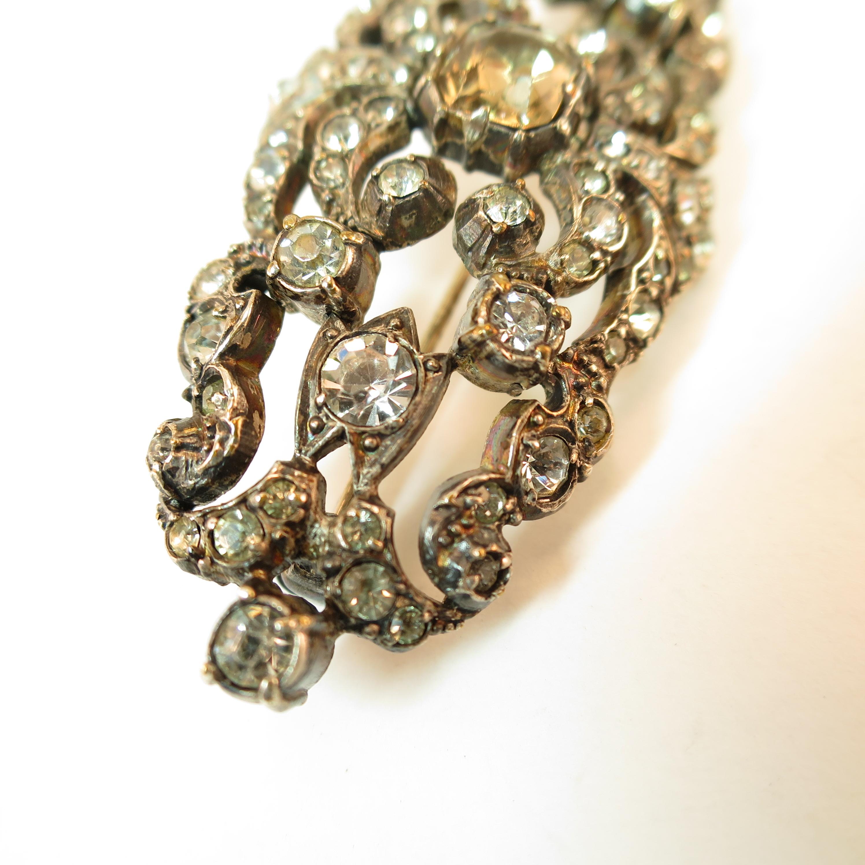 Edwardian Hand-Wrought Sterling & French Paste Brooch Circa 1905 For Sale 4