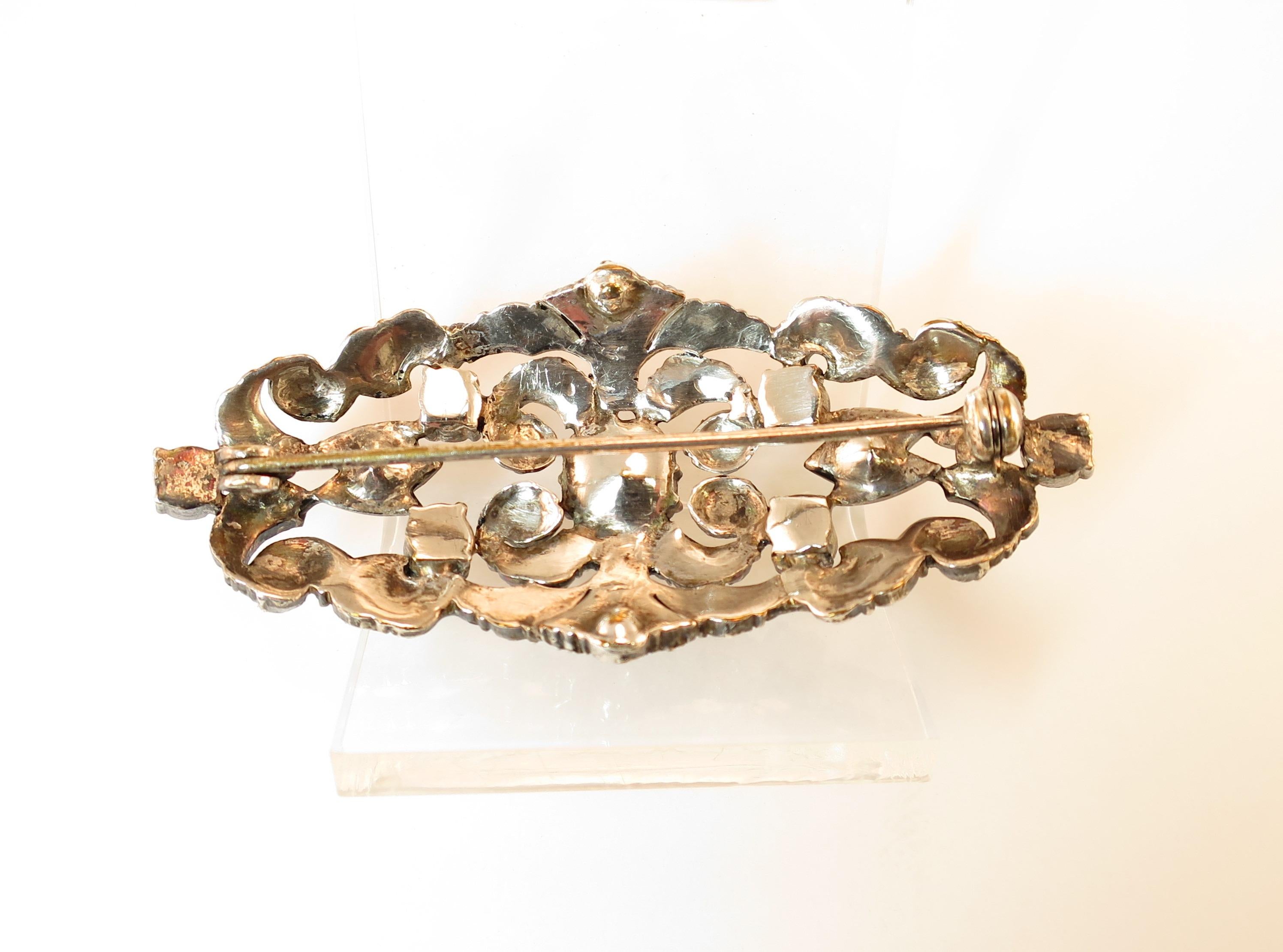 Edwardian Hand-Wrought Sterling & French Paste Brooch Circa 1905 For Sale 6