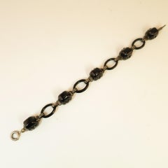 Arts & Crafts Sterling & French Jet Link Bracelet Circa 1900