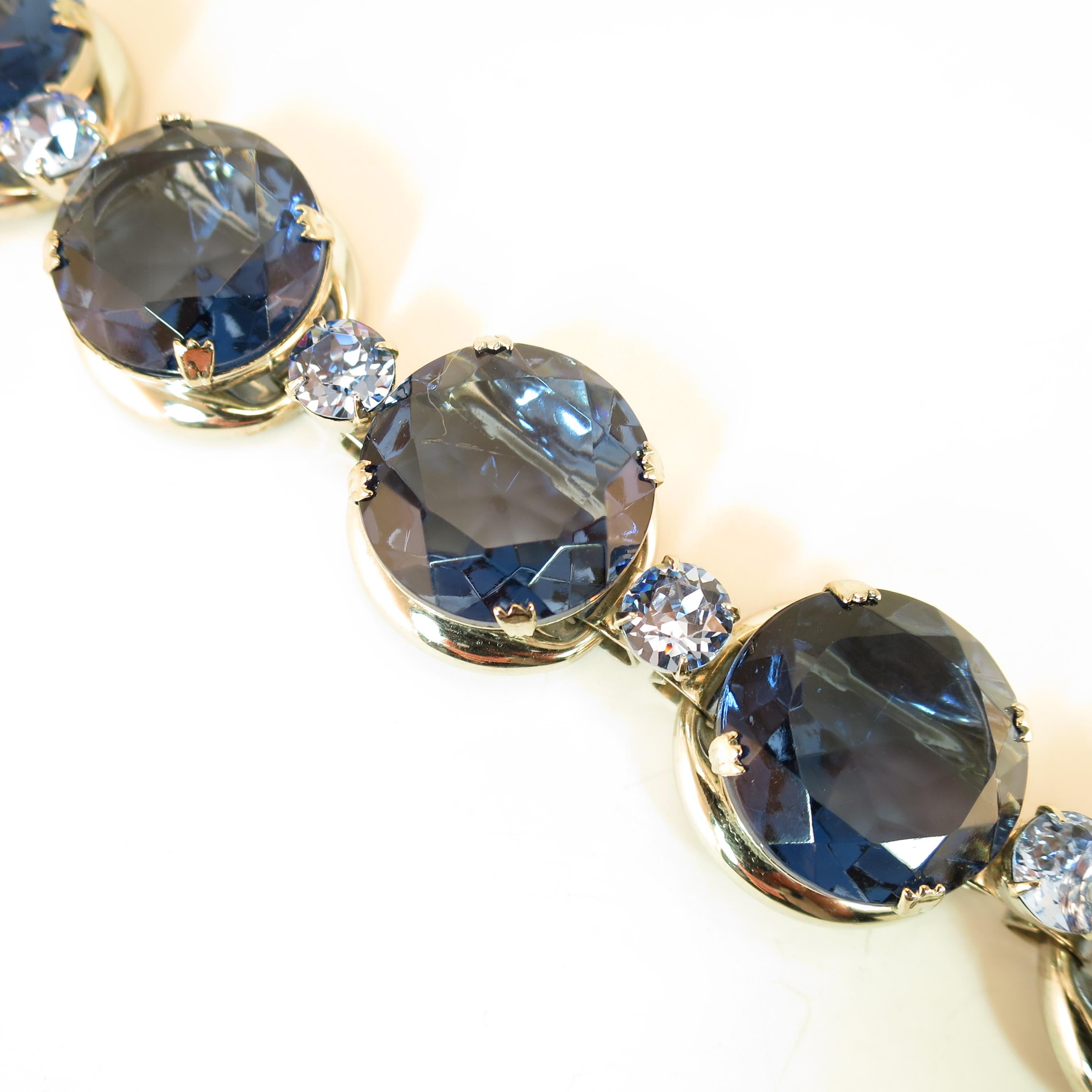 German Oversize Sapphire Headlamp Crystal Bracelet 1950s For Sale 5