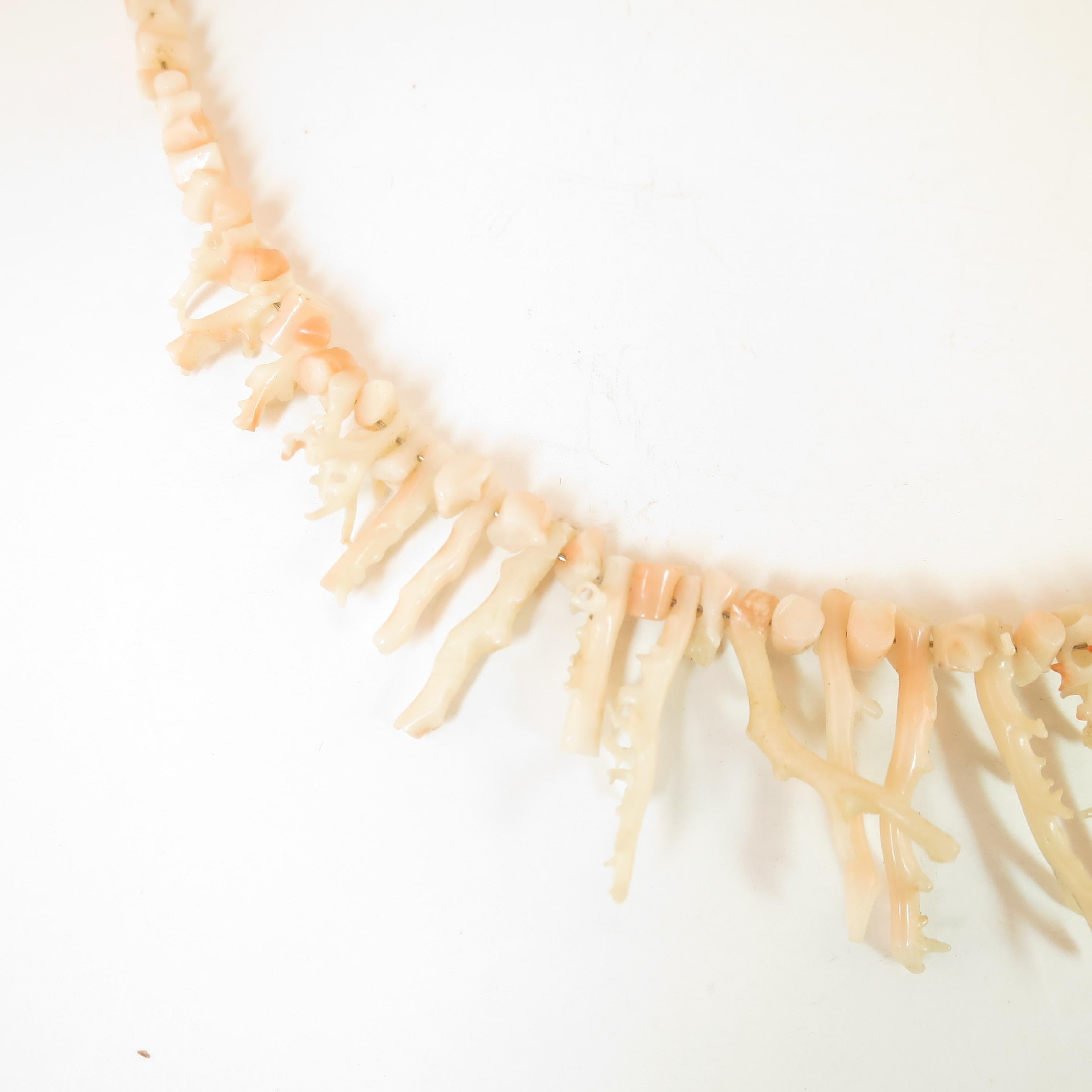 Women's Angel Skin Coral Branch Necklace 1930s For Sale