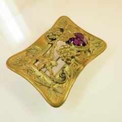 Victorian Amethyst Crystal Grape Motif Sash Brooch 1880s