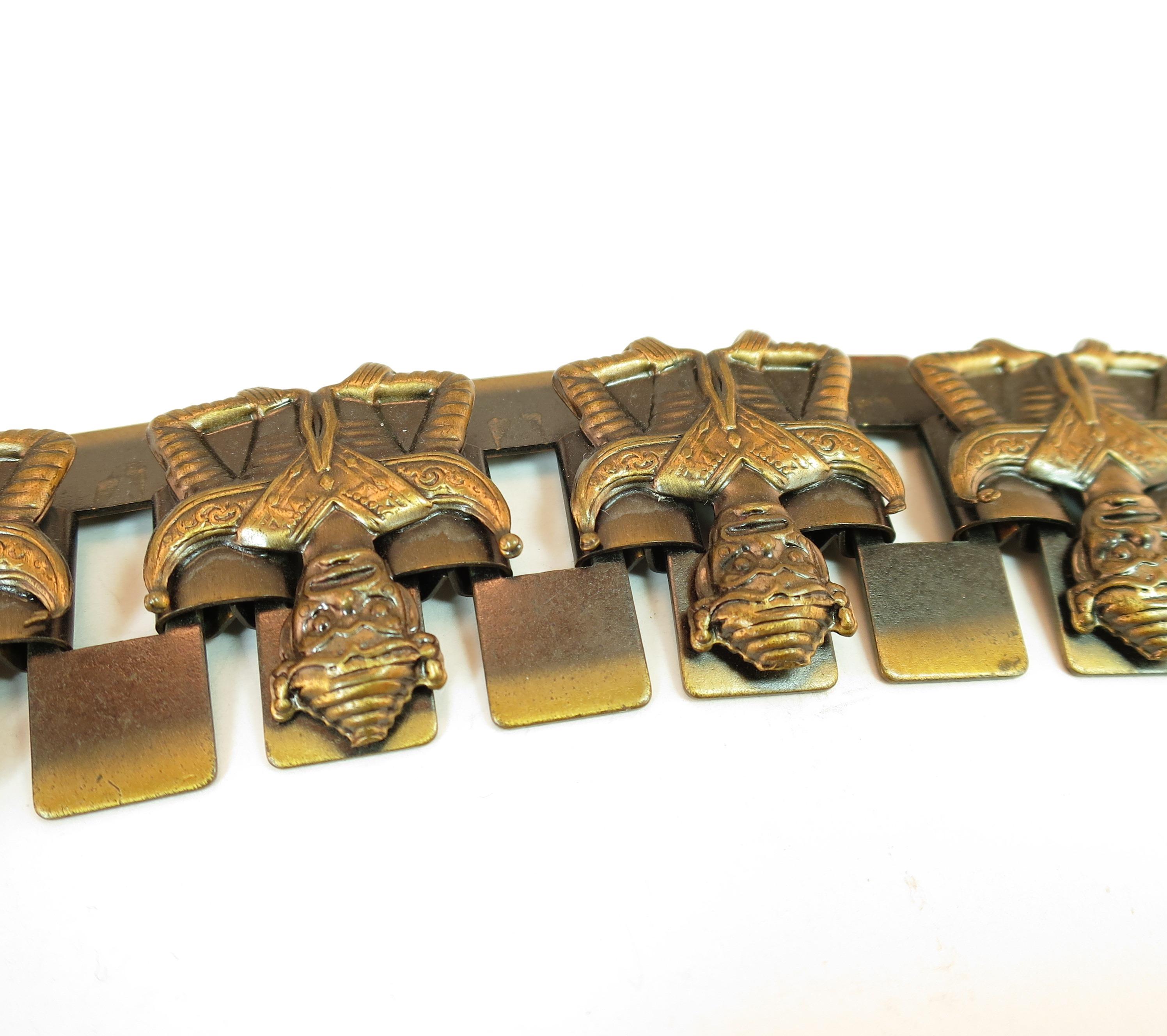 Mid-Century Modern Asian Warrior Antiqued Copper Bracelet 1950s For Sale 4