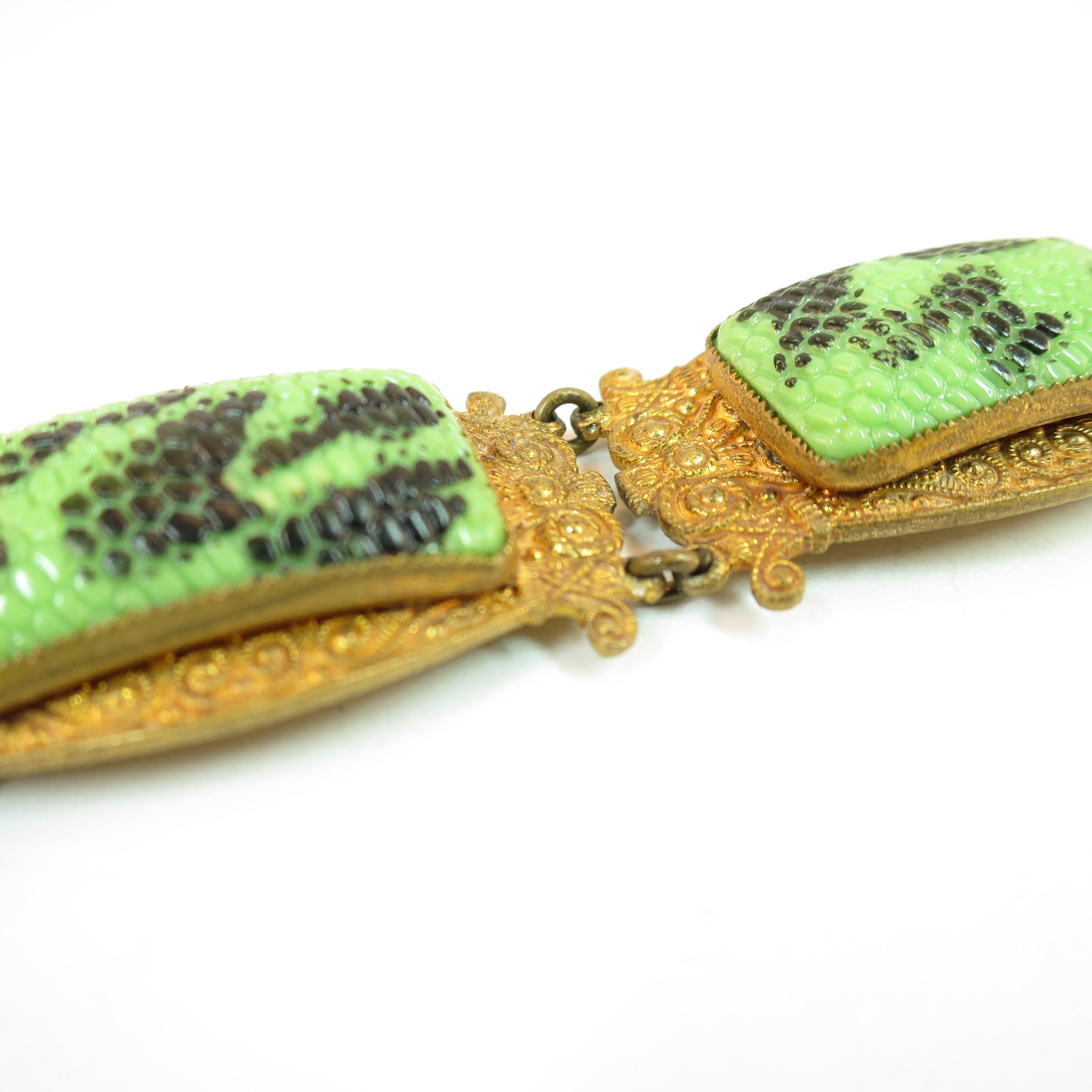 Art Deco Czech Egyptian Revival Snakeskin Glass Bracelet 1920s For Sale 2
